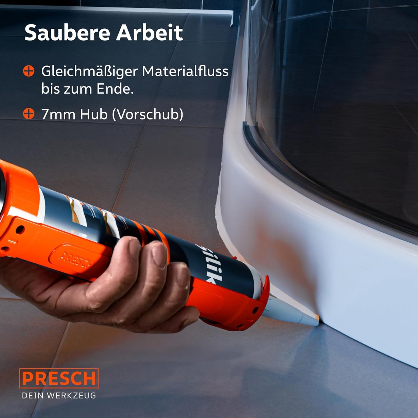 Kartuschenpresse mit 360° Drehfunktion & Nachlaufstopp, 12:1 mit Nachlaufstopp