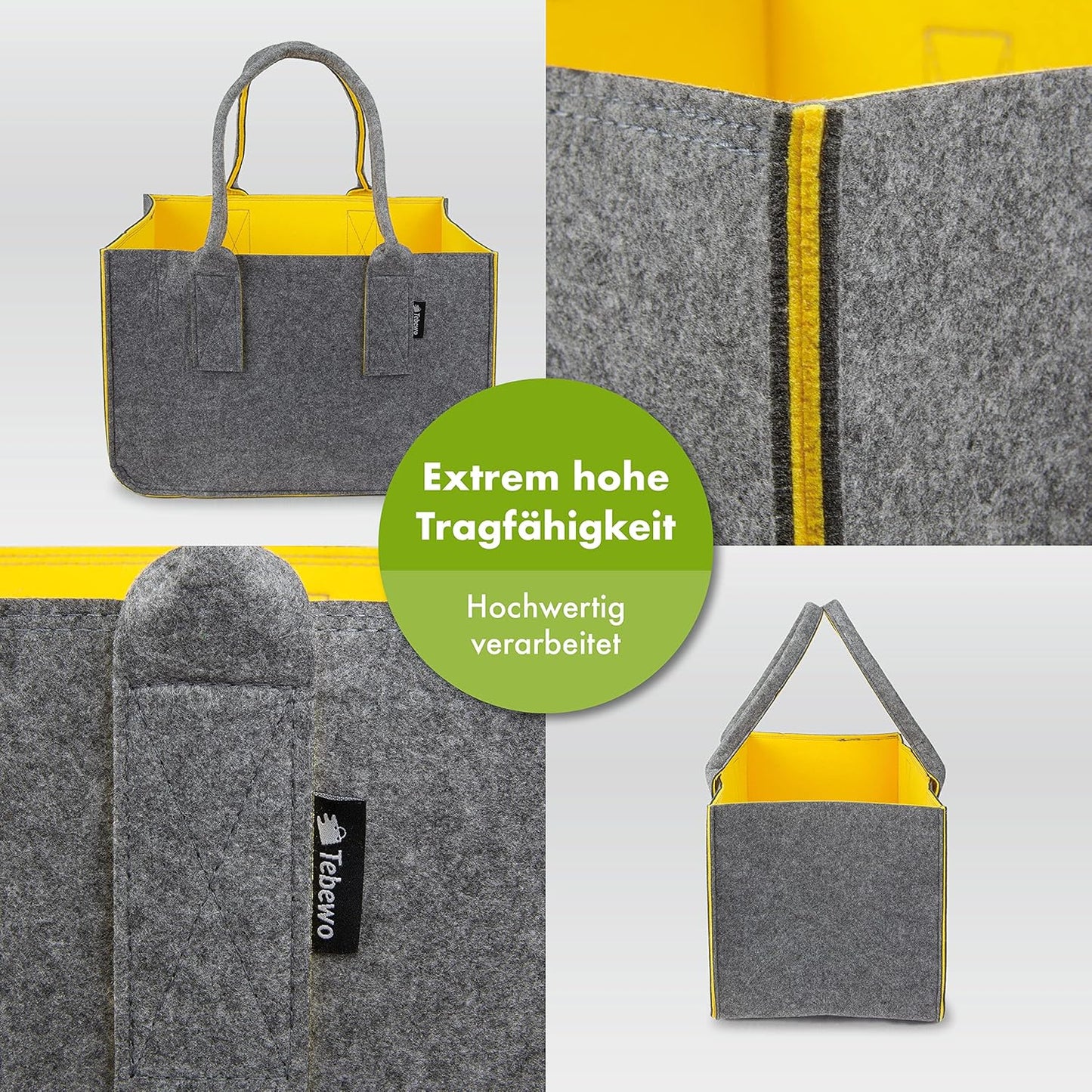 Faltbare Einkaufstasche, Grau/Gelb2