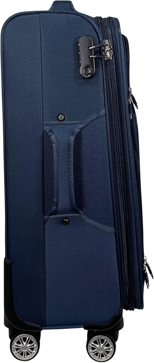 Erweiterbarer Weichgepäck-Koffer XL mit Zwillingsrollen, Grosser Koffer (75cm) Blau
