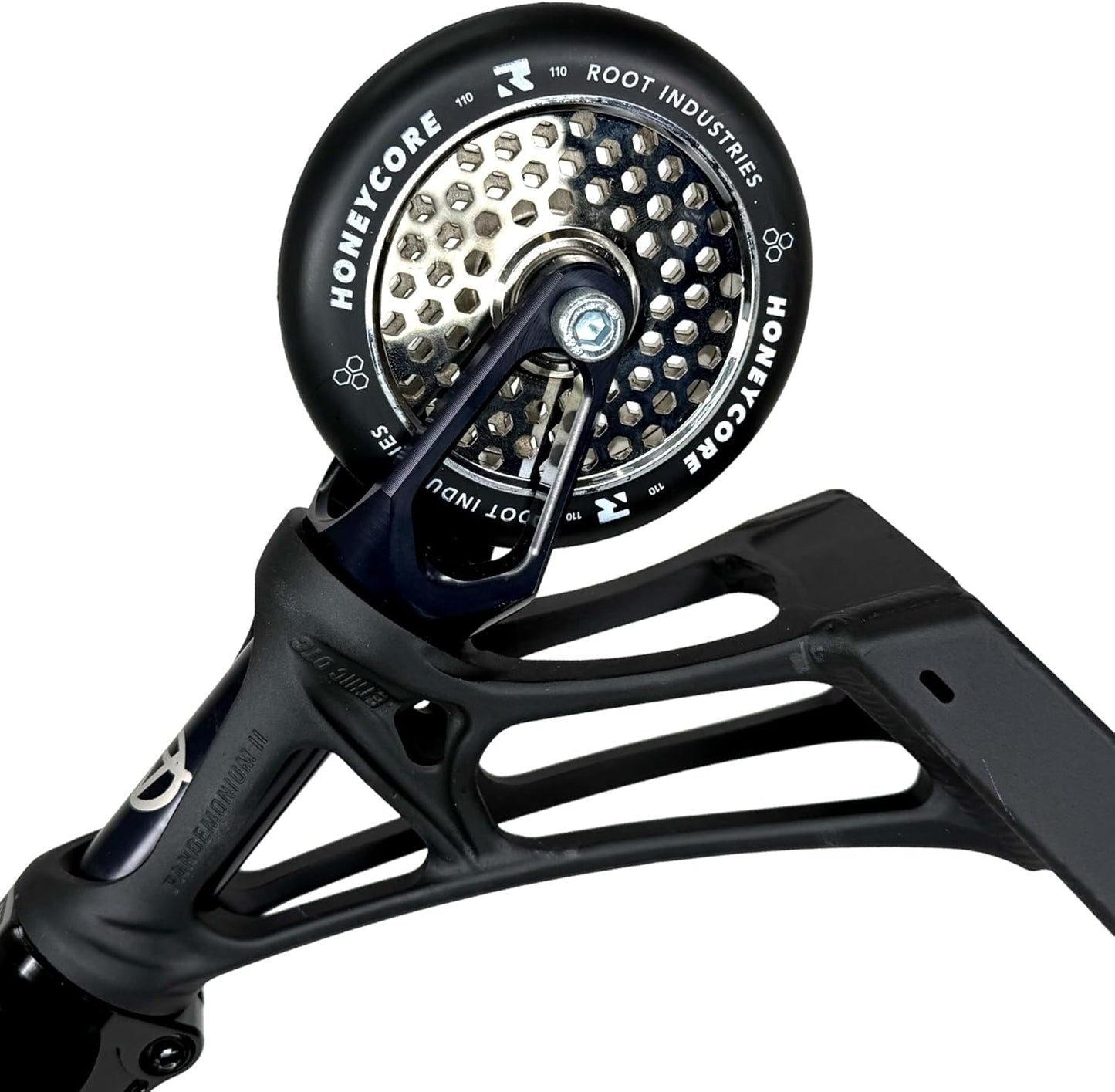 Honeycore Stunt-Scooter Rolle, Chrome / Pu Schwarz