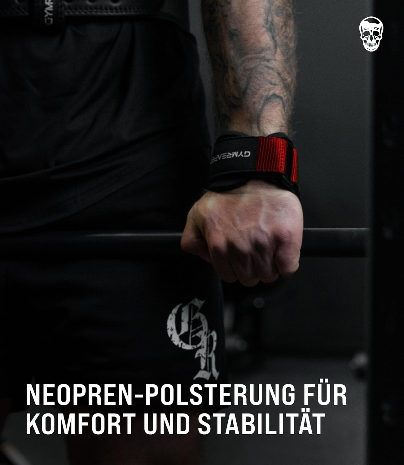 Gewichthebergriffe mit Neopren-Handgelenkbandagen, Rot L