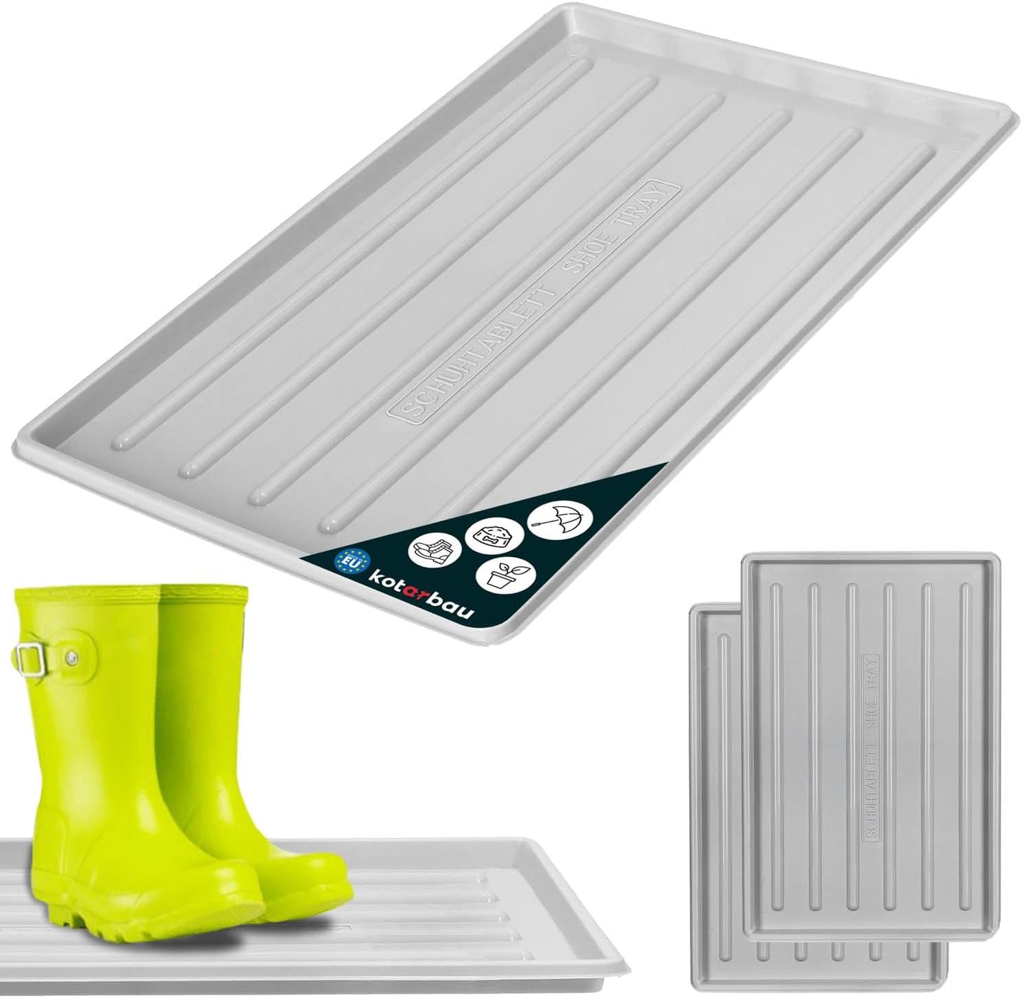 2er-Set Schuhabtropfschalen, 45 x 30 x 30 cm Grau