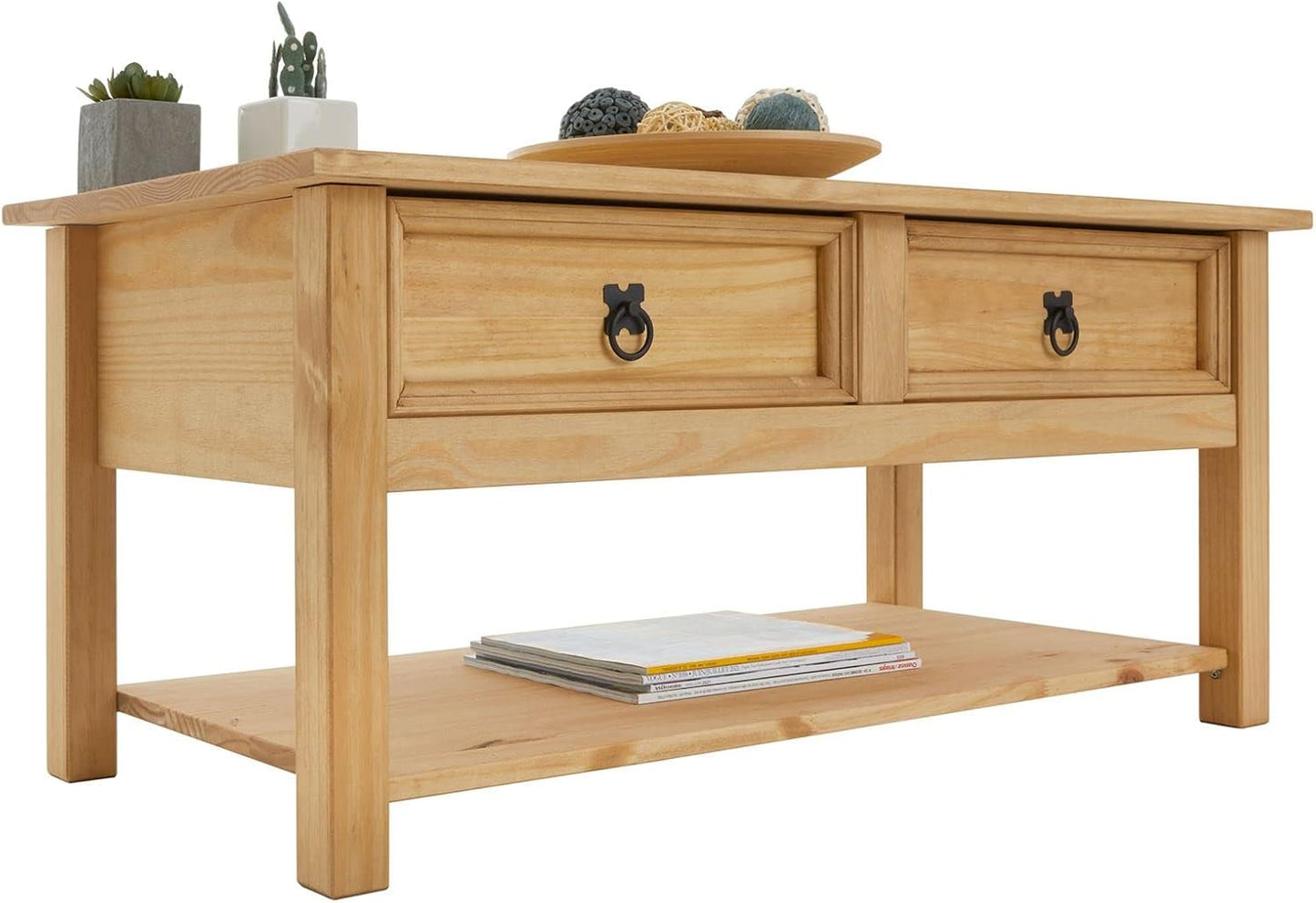 Couchtisch Tequila mit Schubladen im Landhausstil, Braun