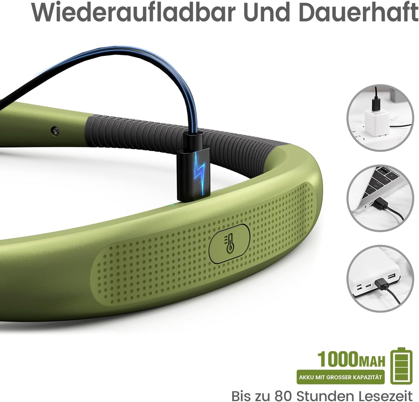 Leselampe für den Hals, Mittel Armeegrün