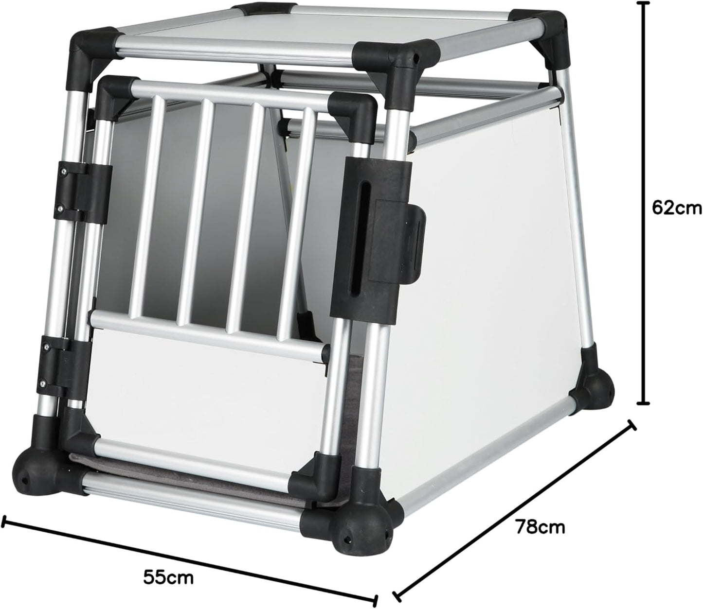Hunde-Transportbox, L 78 x B 55 x H 62 cm, silber, Einzel-Box