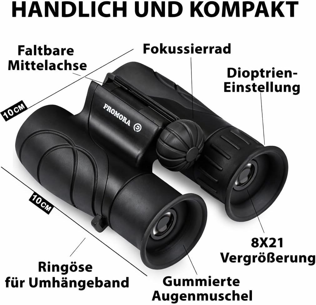 Fernglas für Kinder inklusive Lupe & Kompass, Schwarz