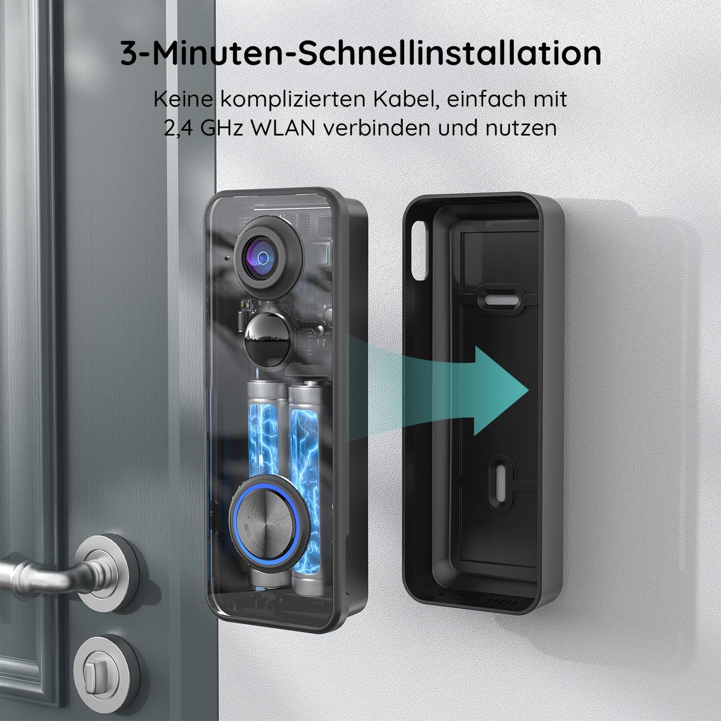 2K Video-Türklingel J7 mit Kamera und AI-Erkennung, DOORBELL DE J7