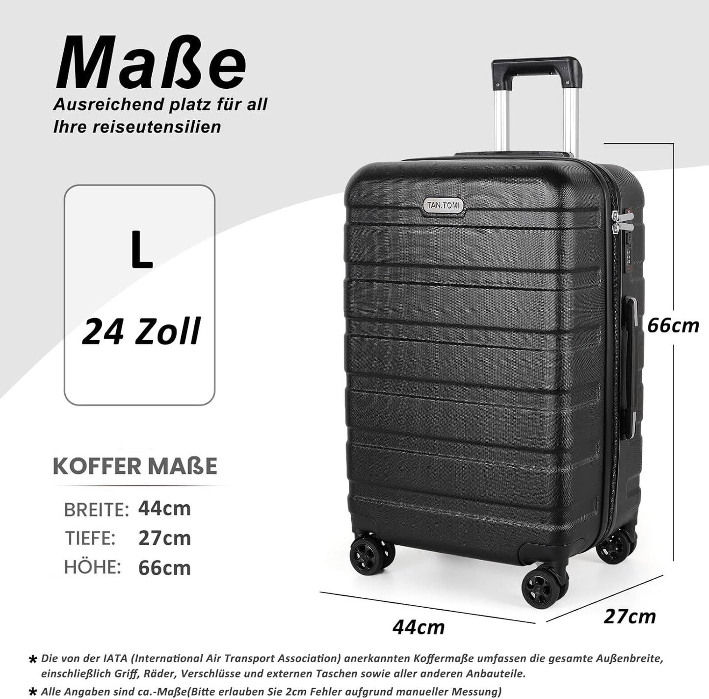 Reisekoffer, Schwarz L (24 Zoll)