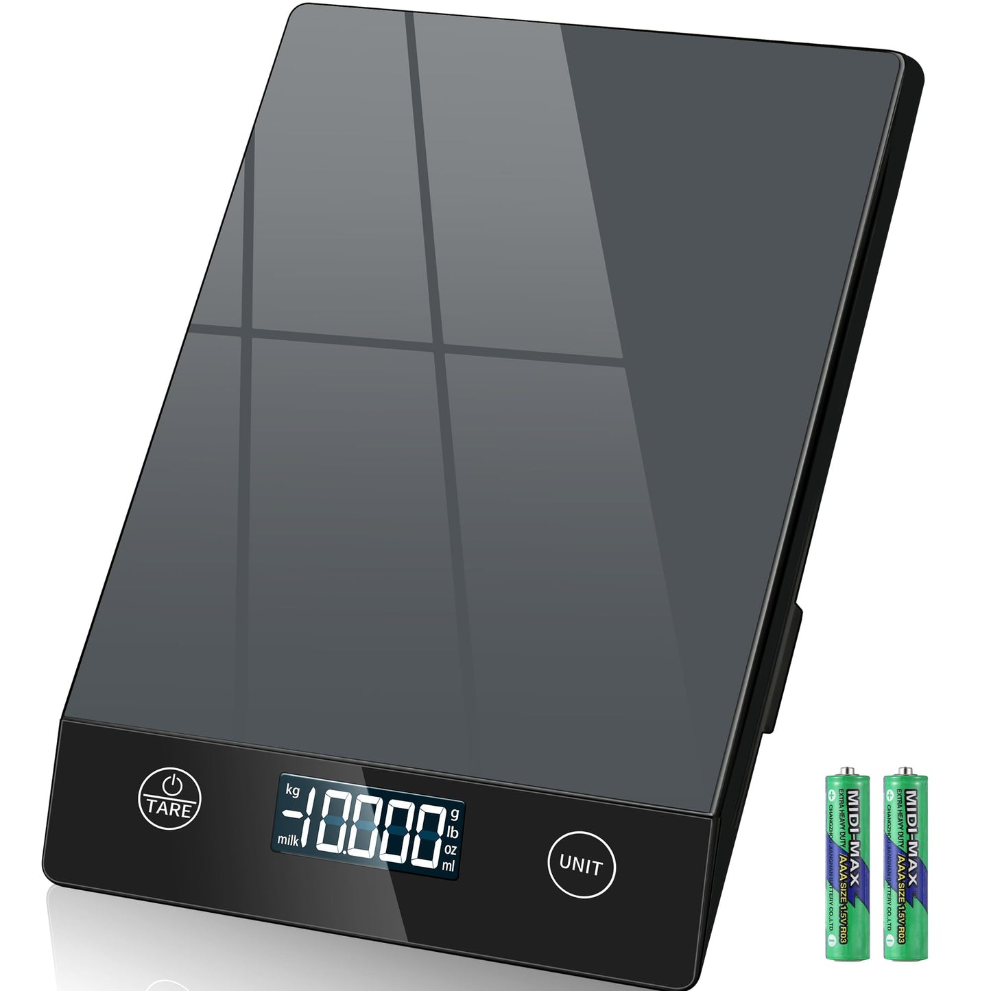 Digitale Küchenwaage K211H mit LCD-Display und Tara-Funktion, Glas Grau