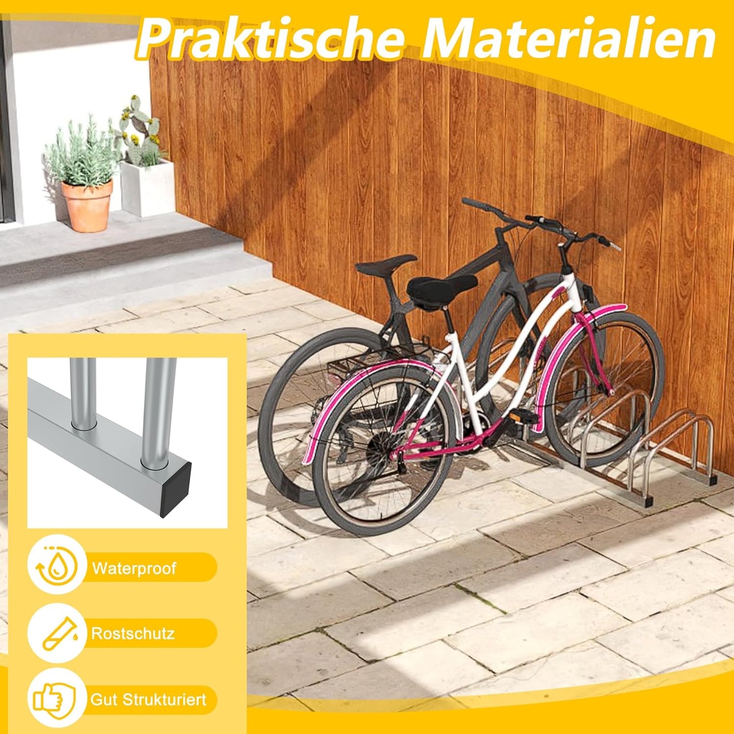 Fahrrad-Aufstellständer für 2 Räder, Für 2 Fahrräder, Silber