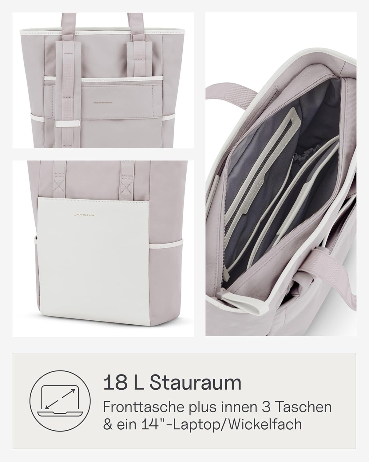 Wickelrucksack mit Kulturtasche und Wickelunterlage, Muted Clay 18 L
