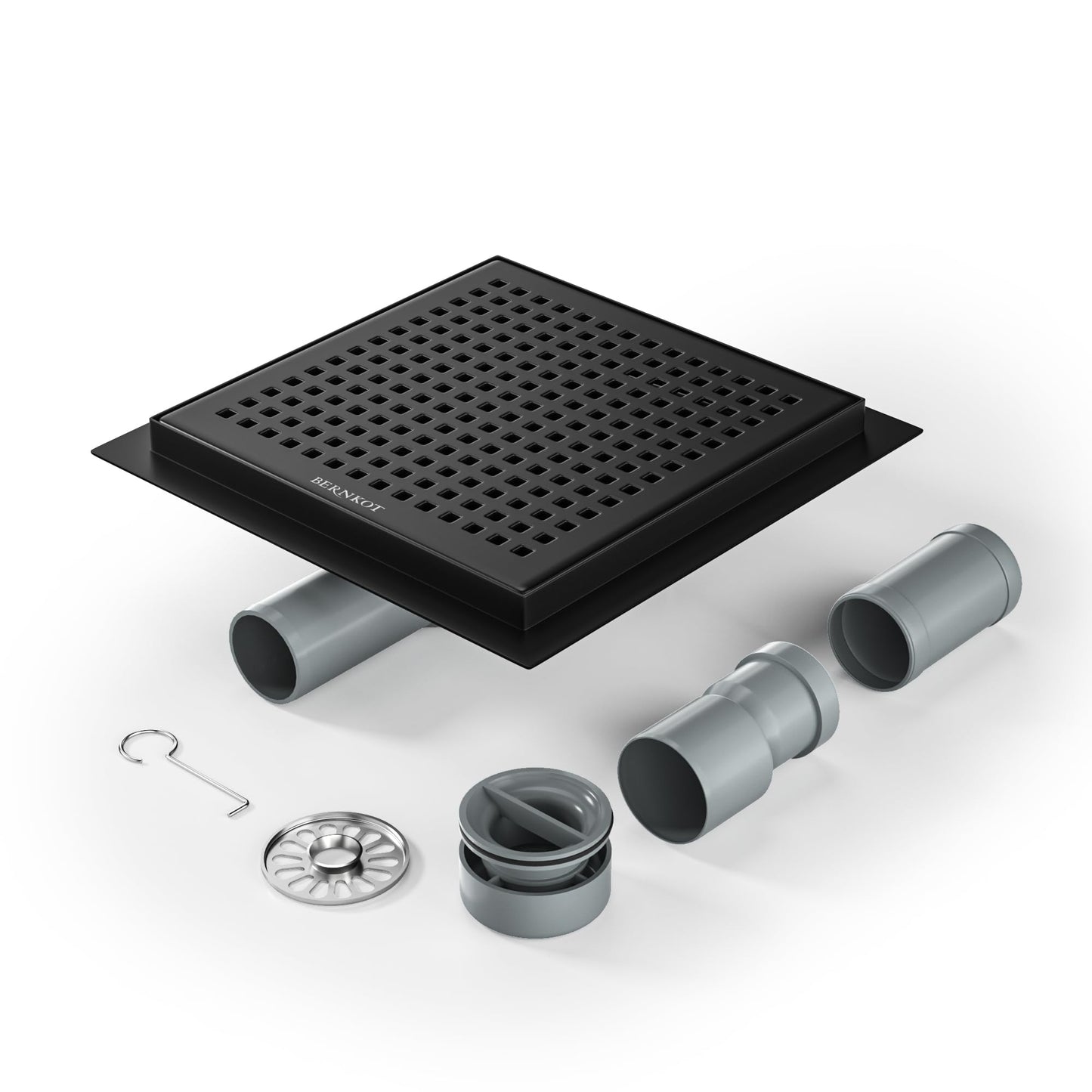 Duschrinne mit 360° Siphon und Geruchsstop, Schwarz 20cm