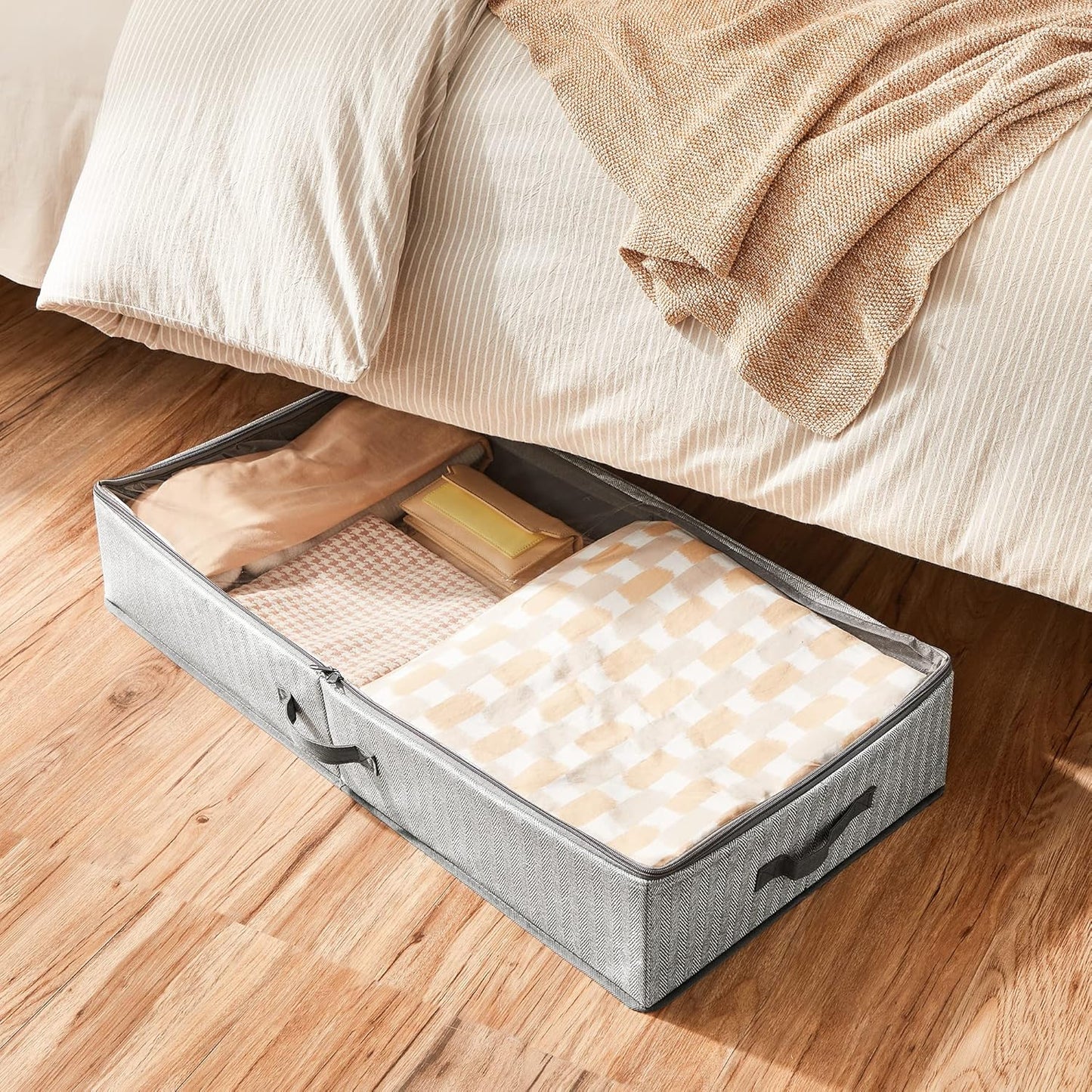 2-teiliges Unterbettkommode-Set RUB002G01 mit Trennwand, 82 x 40 x 15 cm, 2