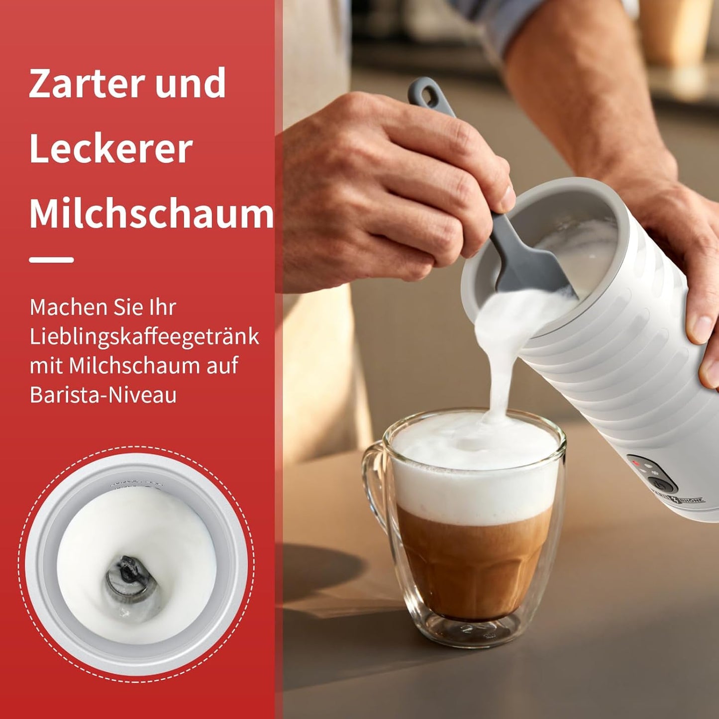 4-in-1 Elektrischer Milchaufschäumer Induktion