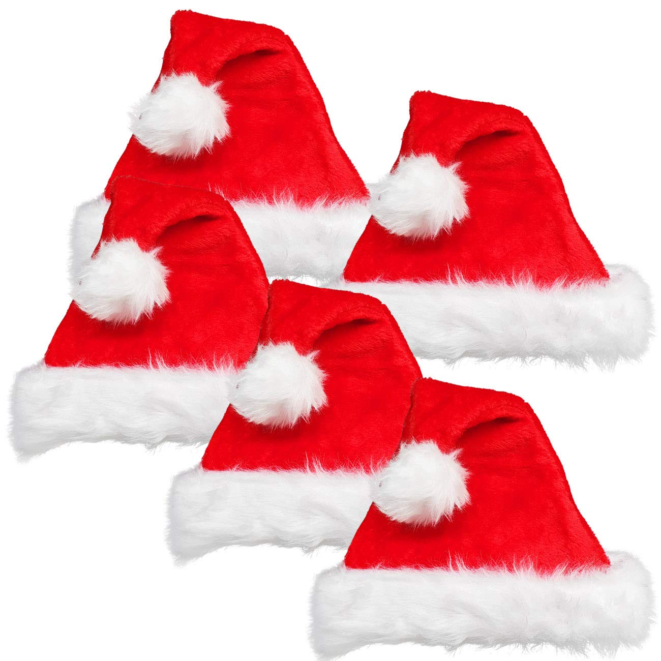 5-teiliges Weihnachtsmützen-Set mit Plüschrand