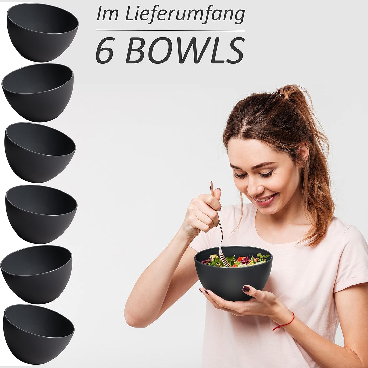 Müslischalen-Set, 6 x 750 ml Anthrazit Schwarz