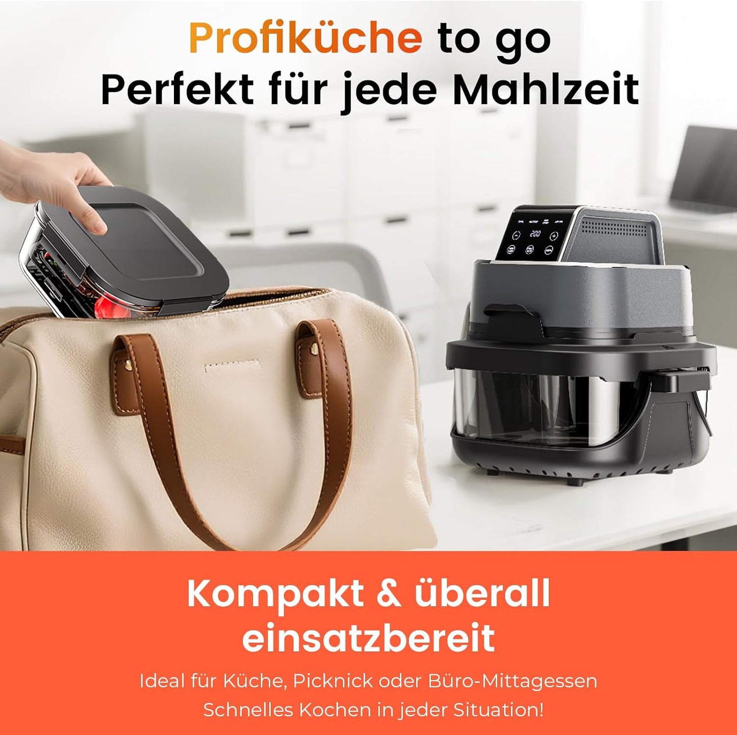 AF02-BLK Heissluftfritteuse mit Easy-View-Fenster