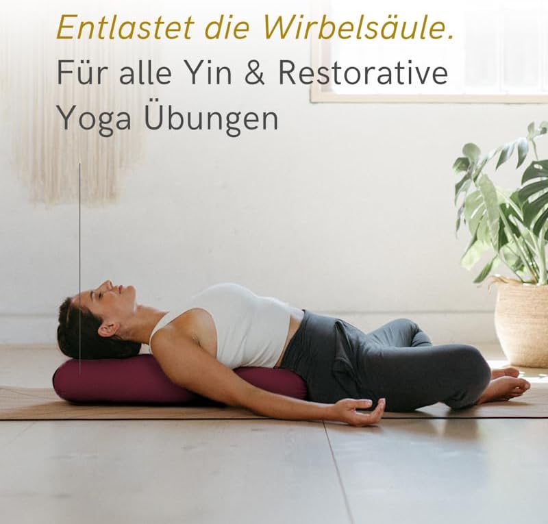 Bolster Yoga Nackenrolle mit Kapok-Füllung, Aubergine