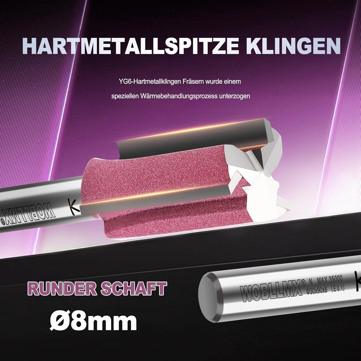 Nutfräser 3-Klingen-Set, Ø:16mm L:30mm TL:90mm