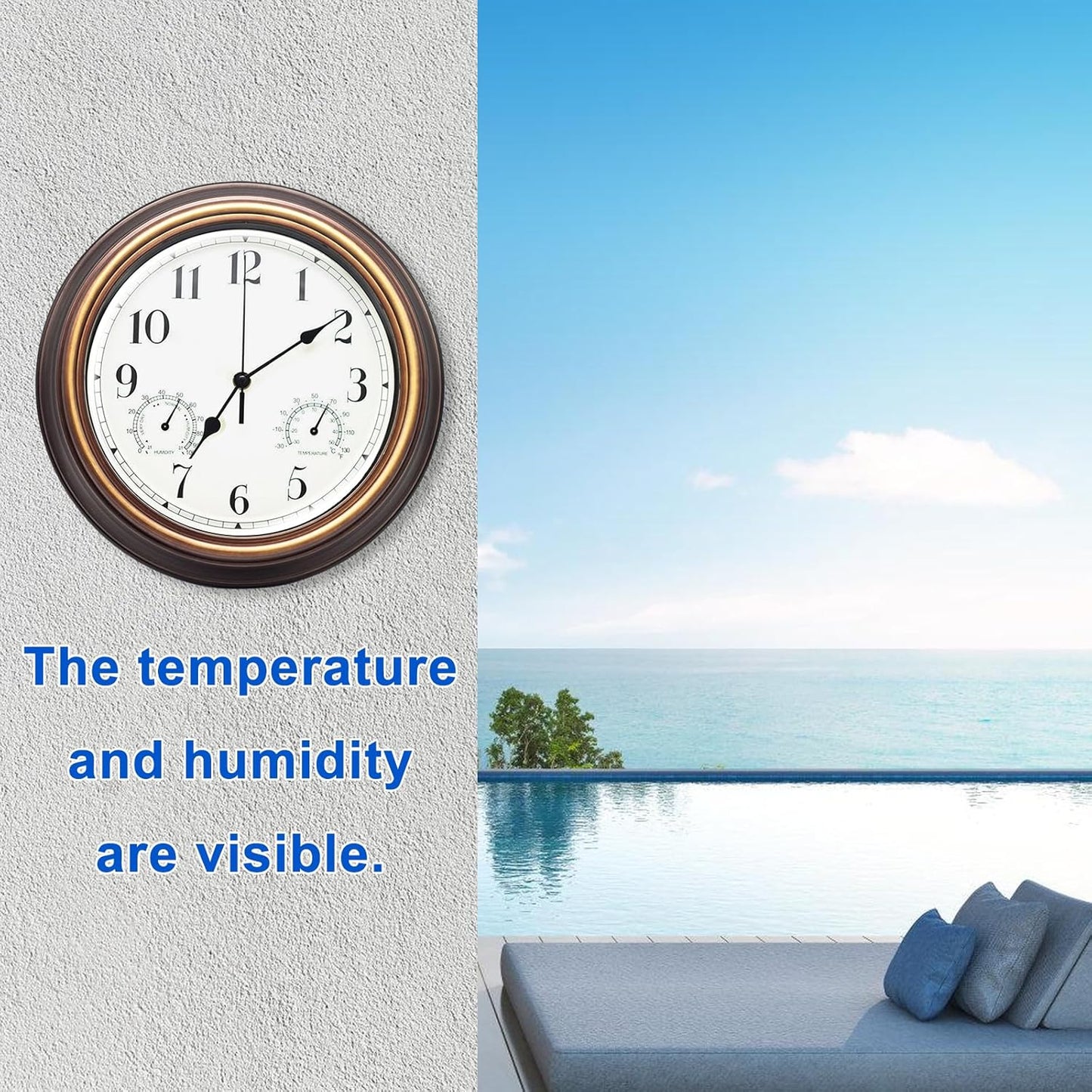 Wetterfeste Aussenuhr mit Thermometer & Hygrometer