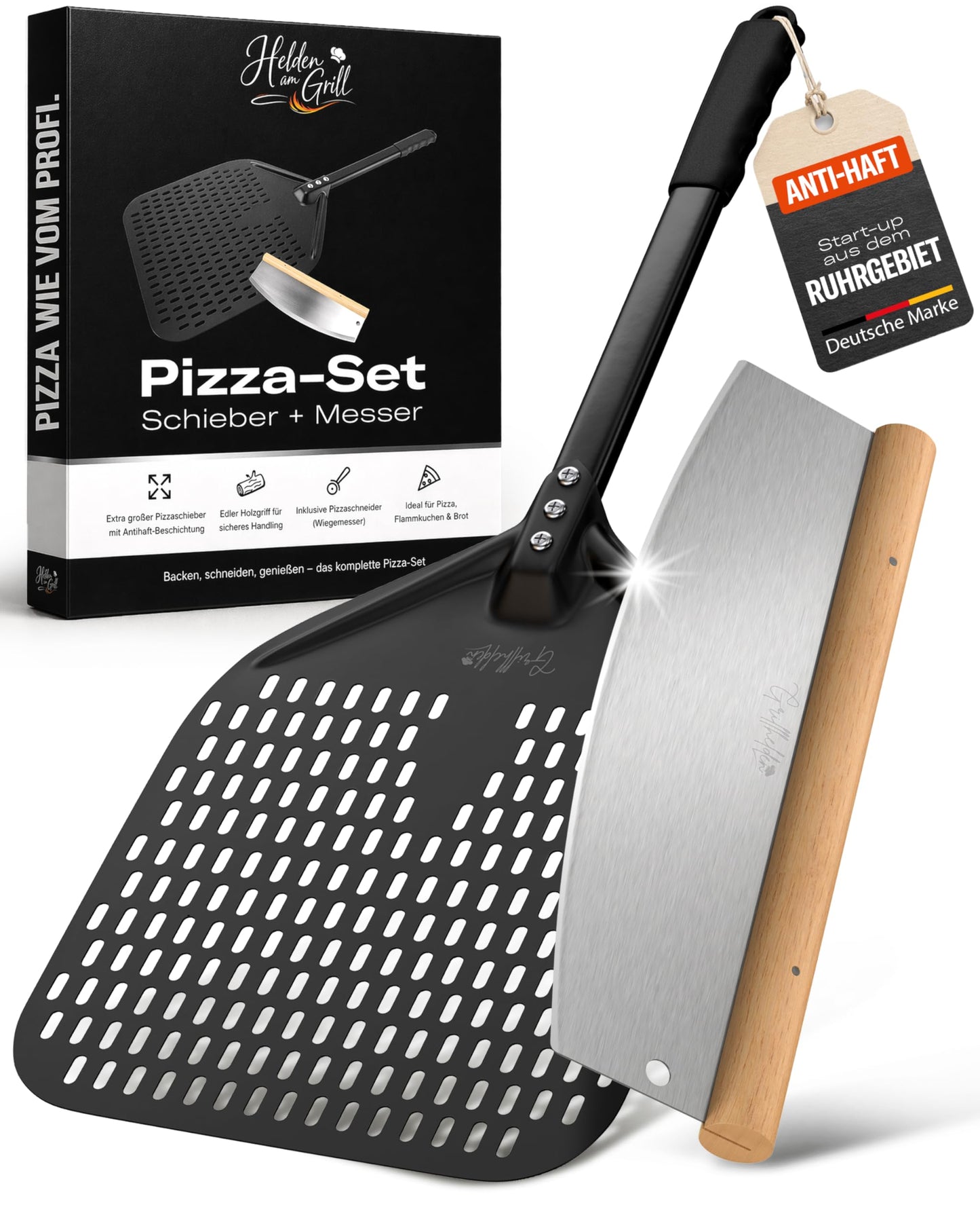 Pizzaschieber-Set mit Pizzamesser