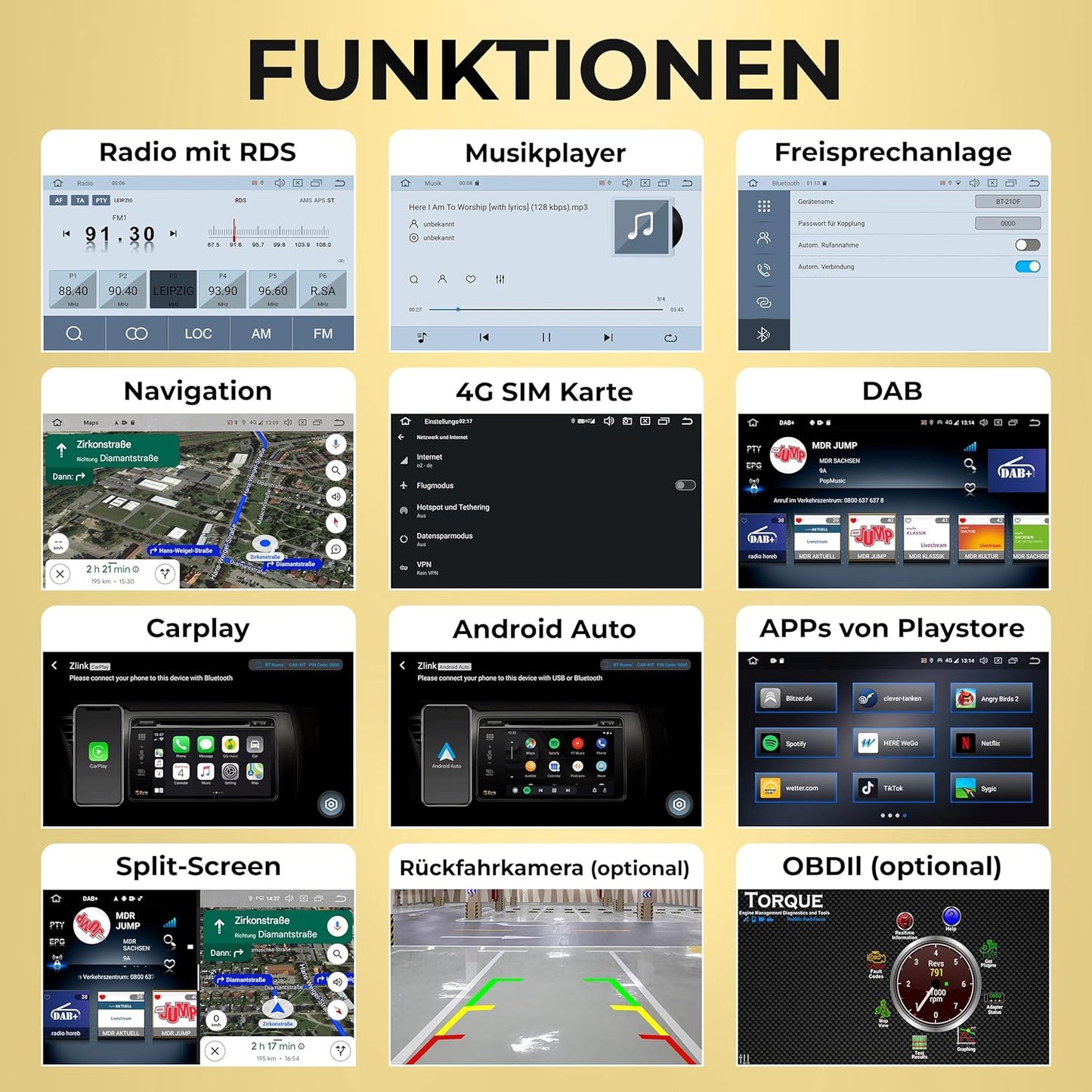 AA48-L2 Android 14 Autoradio mit Navigation für Audi A4, S4, RS4 und Seat Exeo, AA48-L2