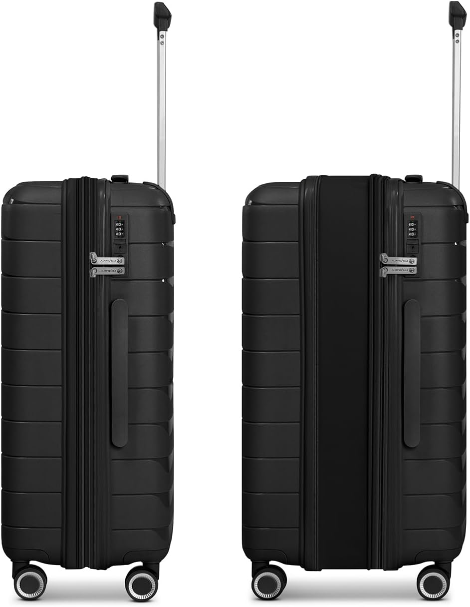 London 4 Rollen Trolley, Schwarz Koffer M + (65 cm)