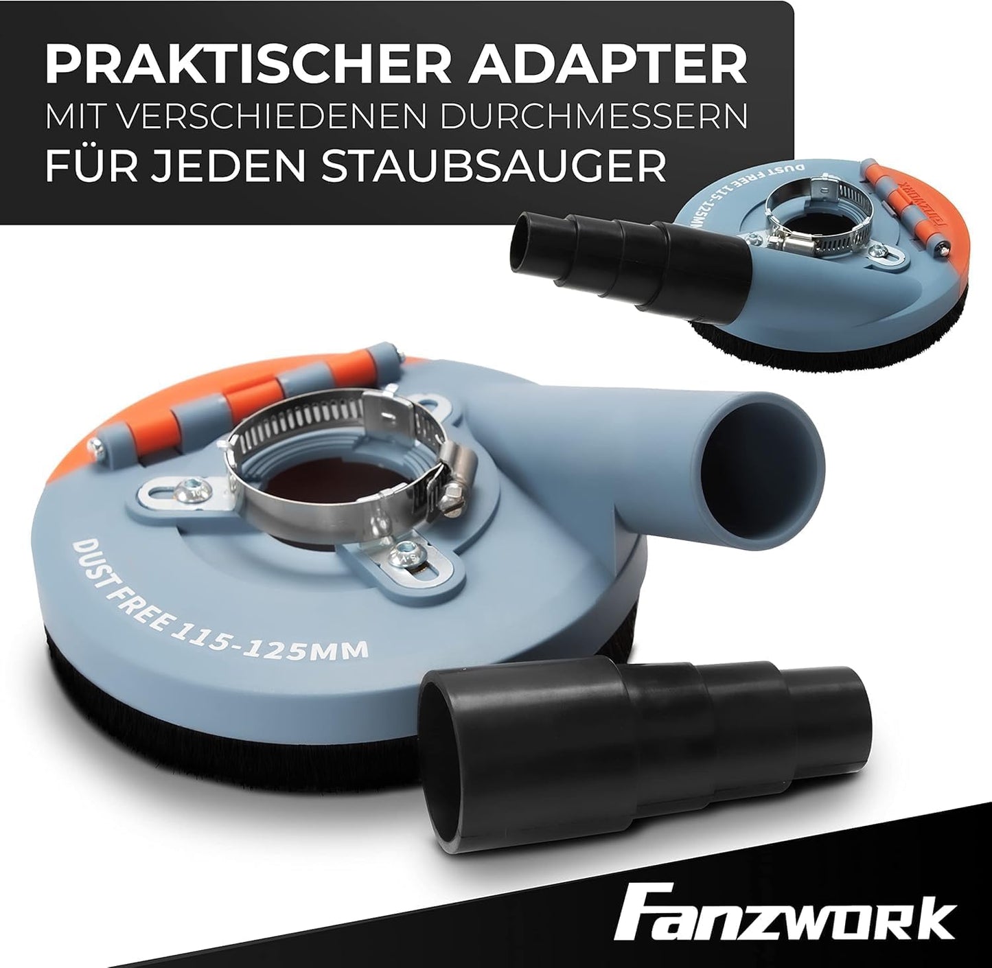 Absaughaube für Winkelschleifer mit Diamantschleiftopf, mit Schleiftopf x 2