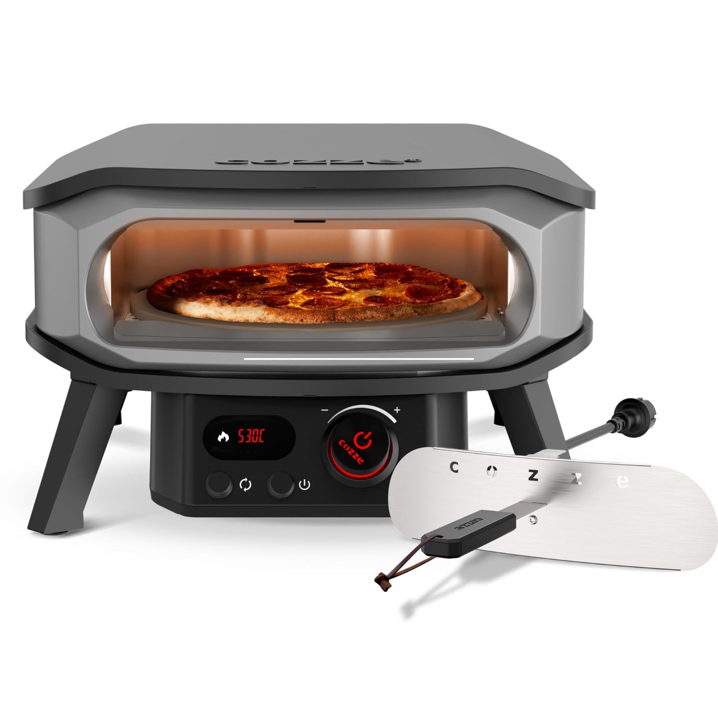 Elektrischer Pizzaofen mit Drehstein und Regler, 13" Electric