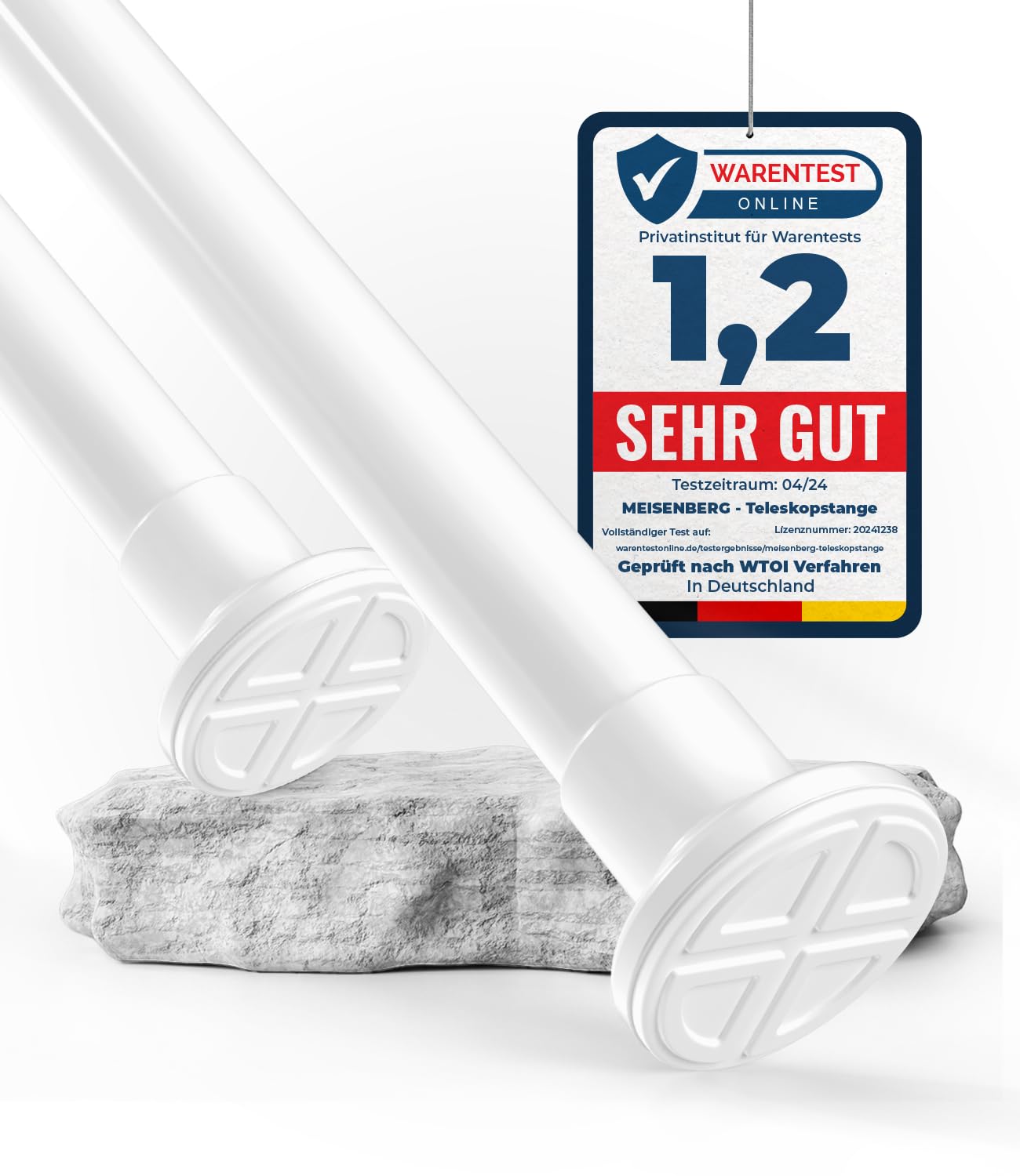 Teleskop-Klemmstange ohne Bohren (70-120 cm), 70-120 cm Weiss