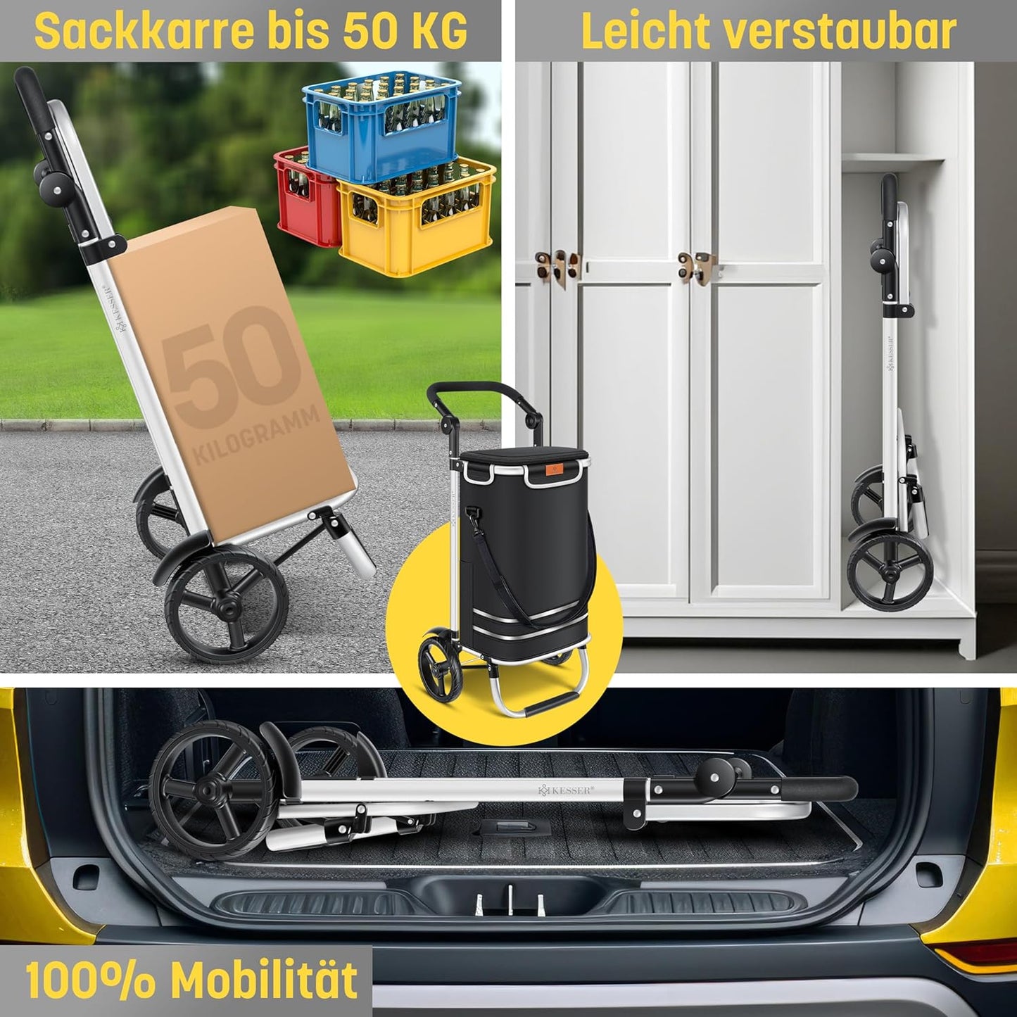 Einkaufstrolley mit Treppensteiger, Schwarz