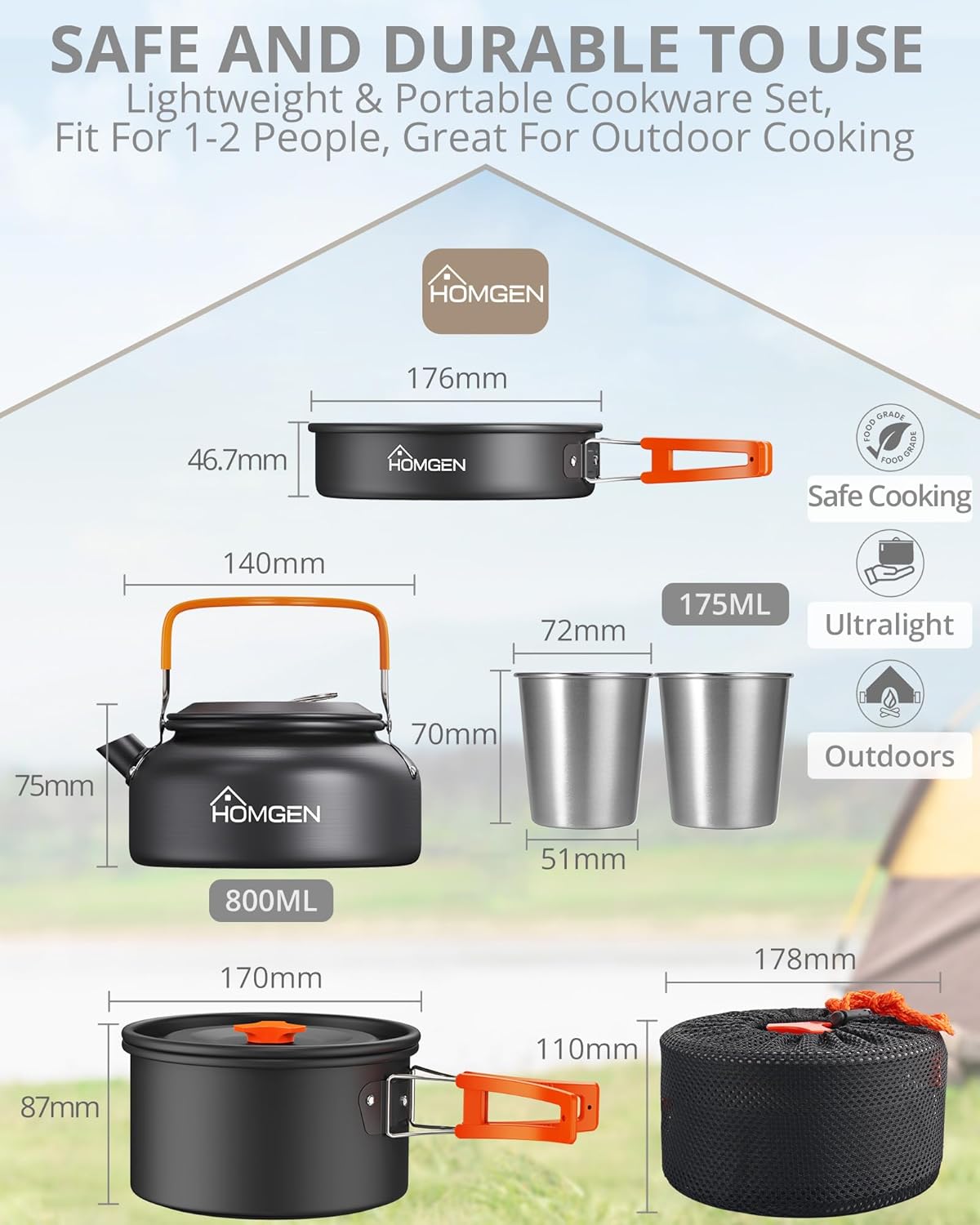 Camping-Kochset, Orange