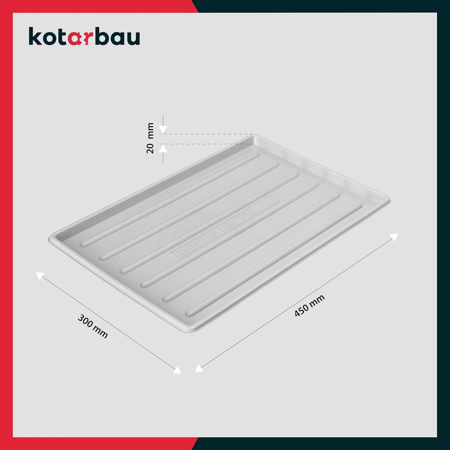 2er-Set Schuhabtropfschalen, 45 x 30 x 30 cm Grau