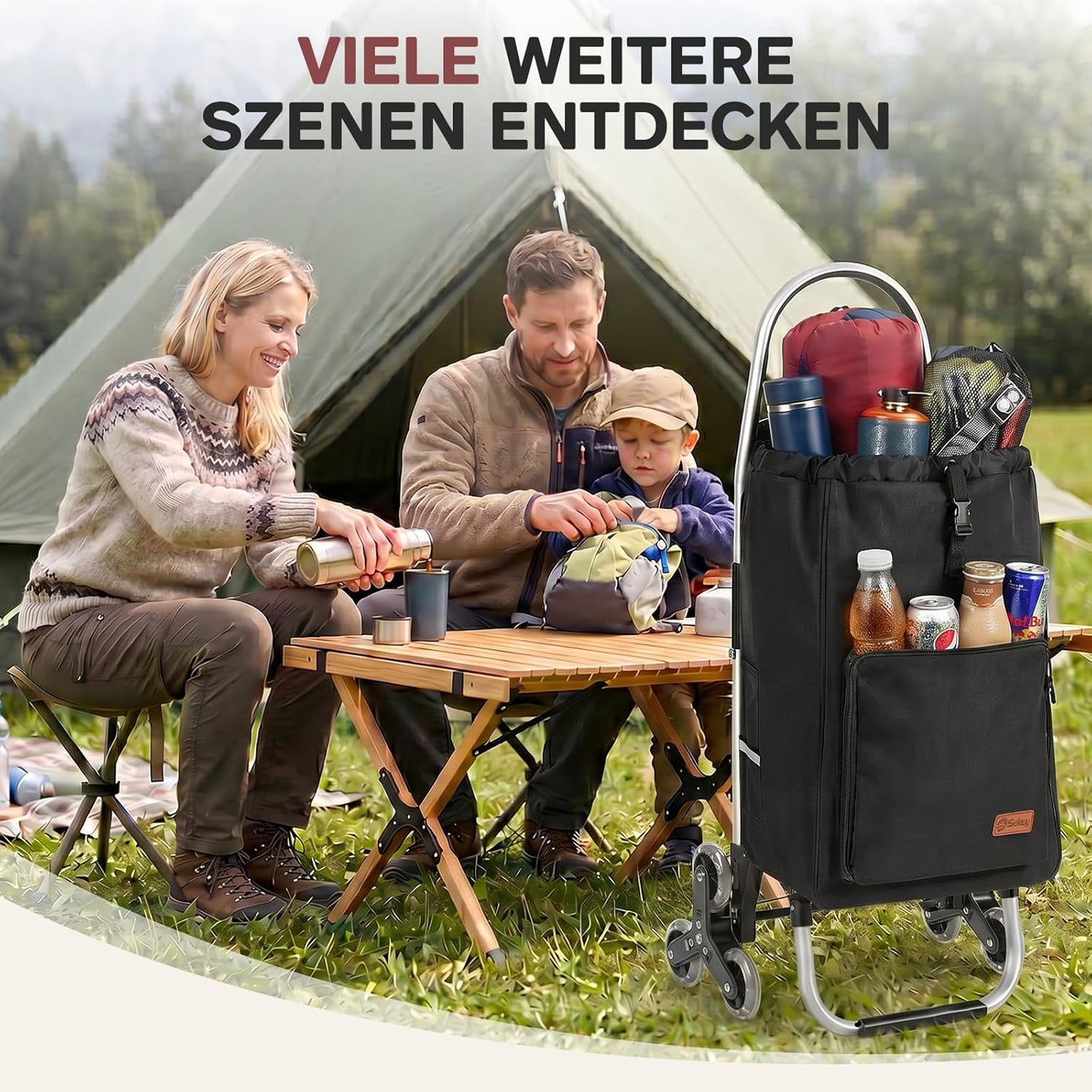 Klappbarer Einkaufstrolley, Schwarz