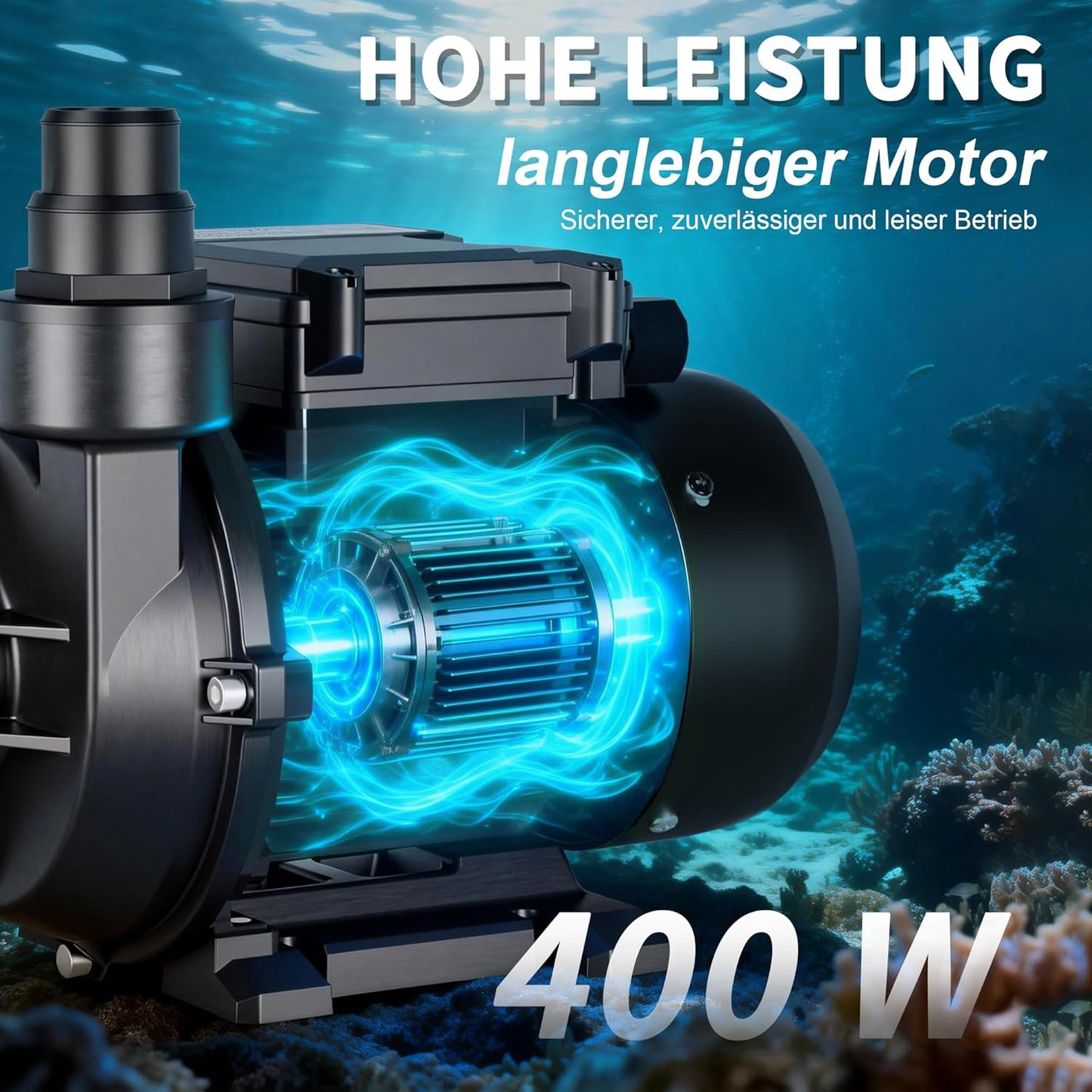 Poolpumpe mit Thermoschutz, Tiefschwarz