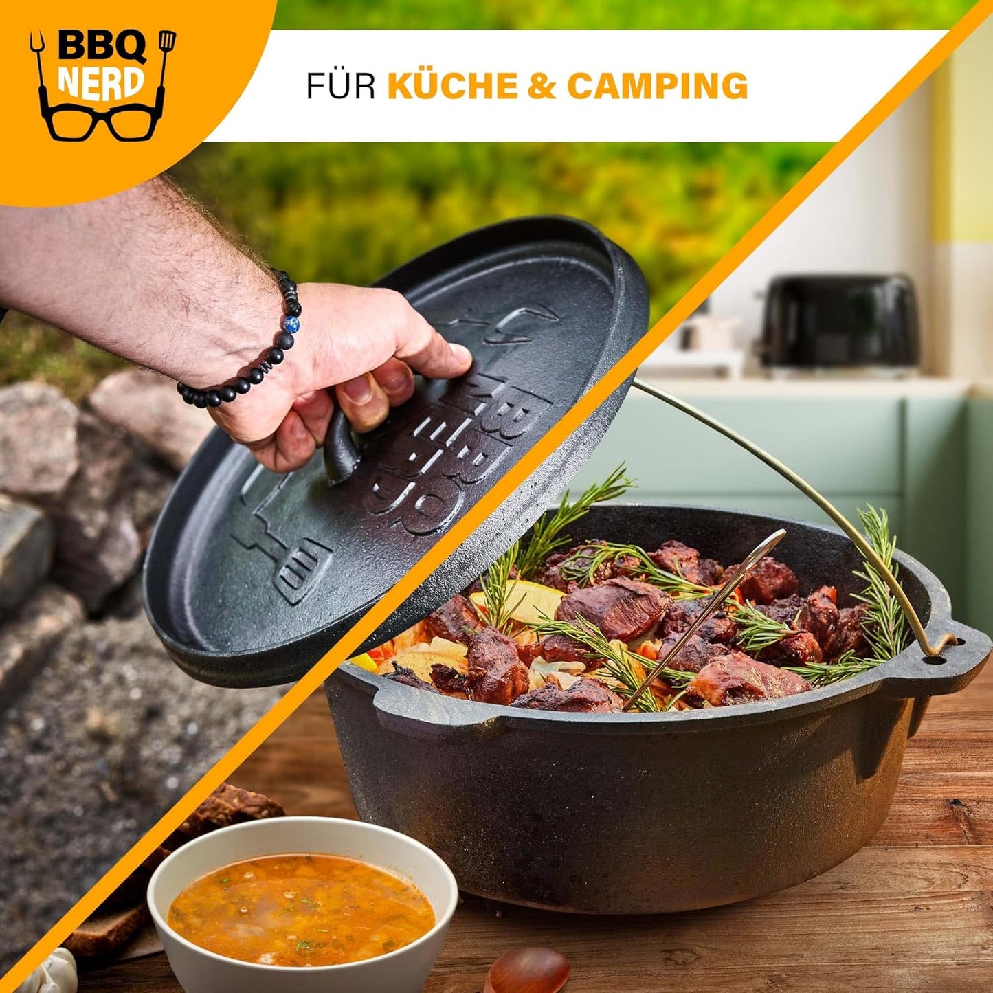 Dutch Oven Starter mit Deckelheber, "Starter" Topf mit Füssen / 3,1 Liter