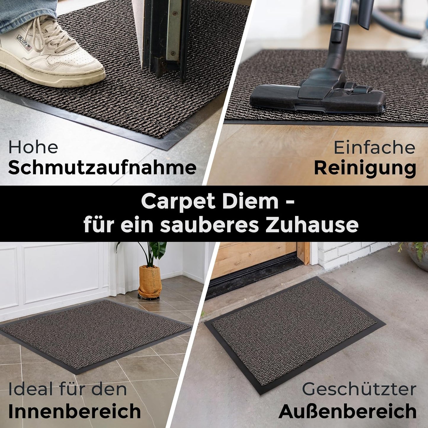 Schmutzfangmatte für Innen & Aussen (60x90 cm), Beige-schwarz 60 x 90 cm (Rechteckig)