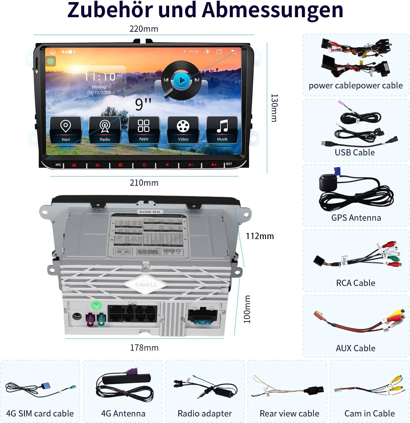 Doppel DIN Autoradio für VW Golf 5/6, T5, Polo, Passat