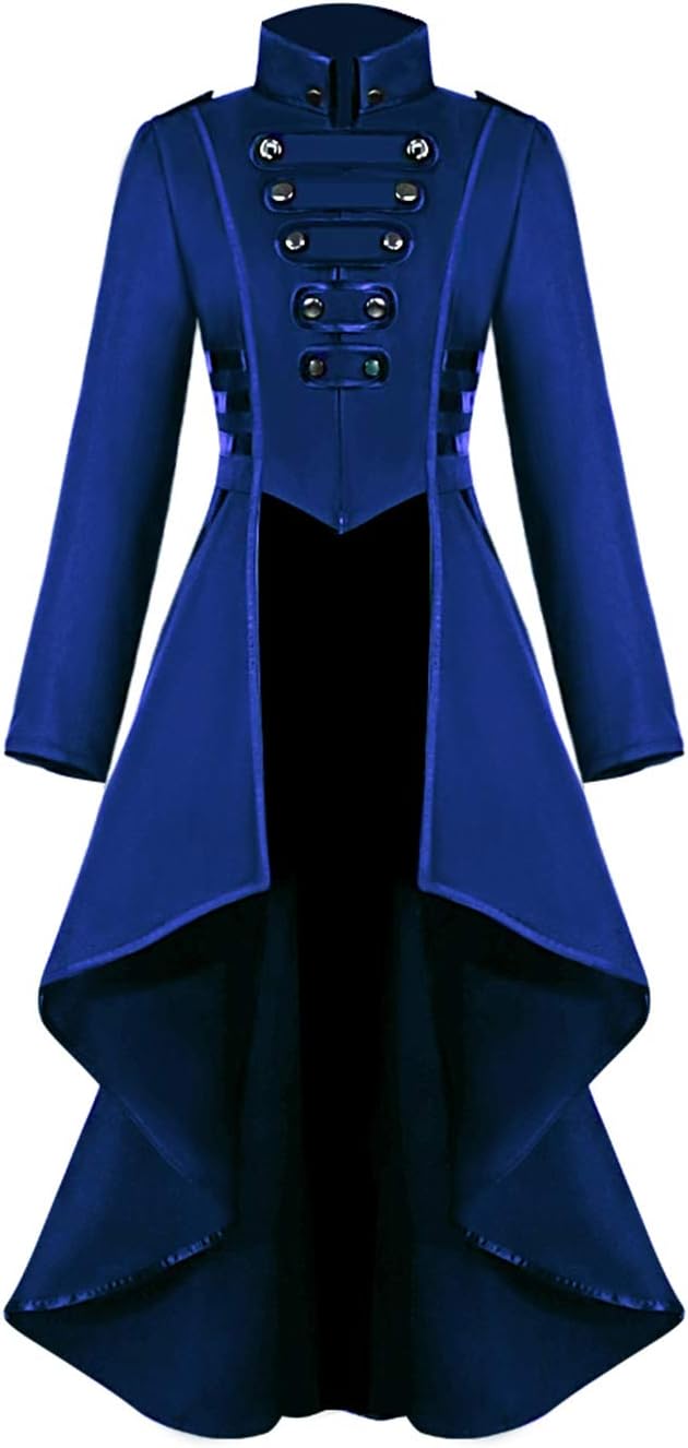 Steampunk Vintage Frack Jacke, Blau S