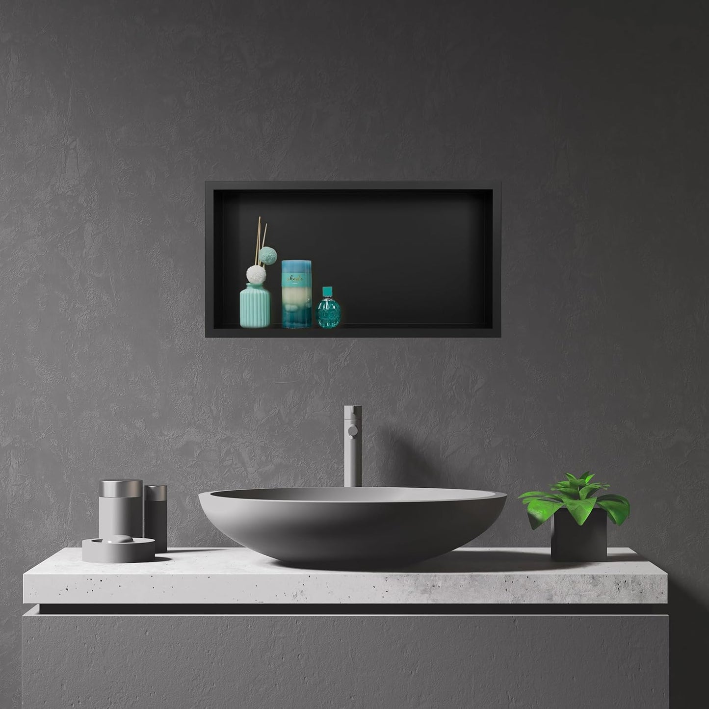 Wandnische Dusche, Schwarz 45x20x10 cm