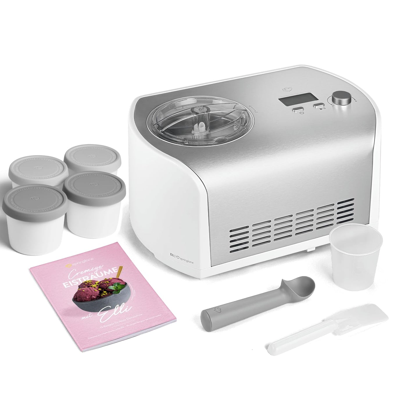 Eismaschine Elli, Eismaschine+ 4 Eisbehälter Mini Grau