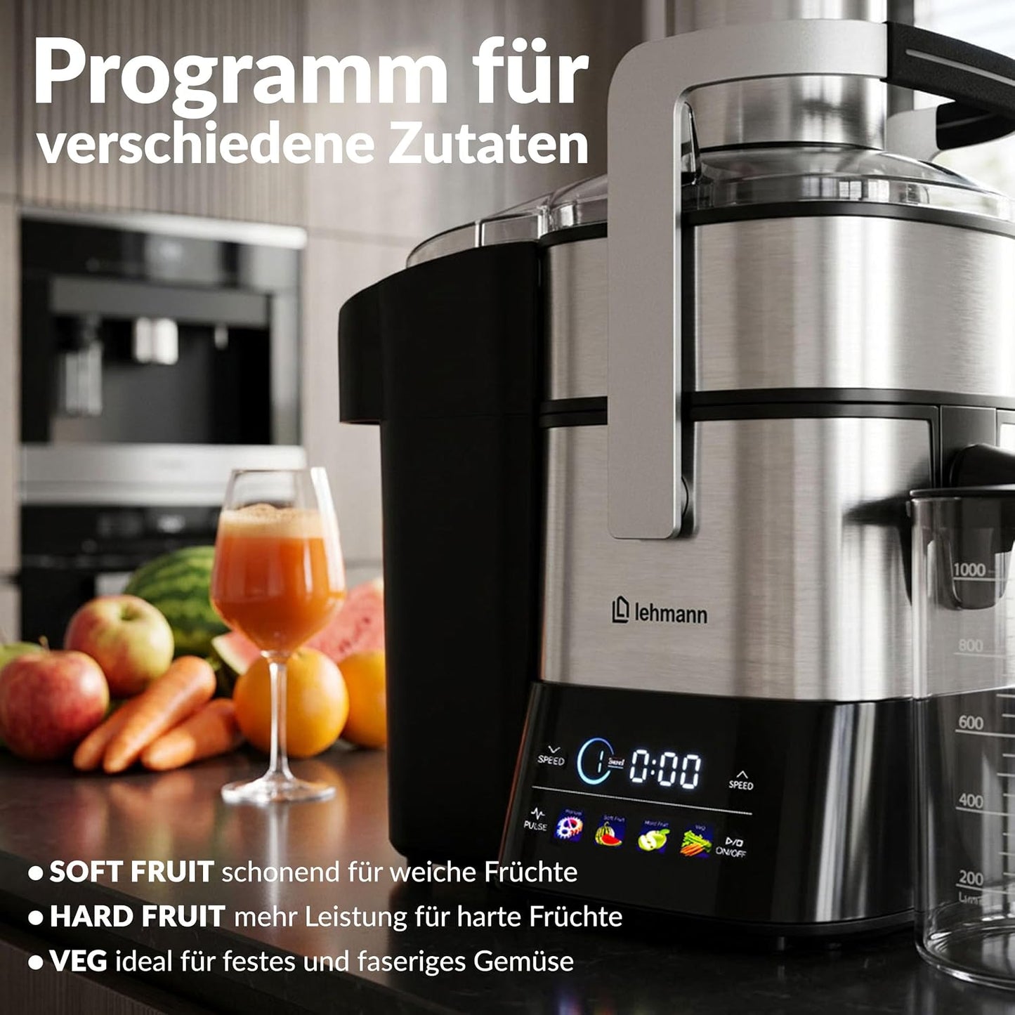 Entsafter für Obst & Gemüse mit XXL Einfüllschacht