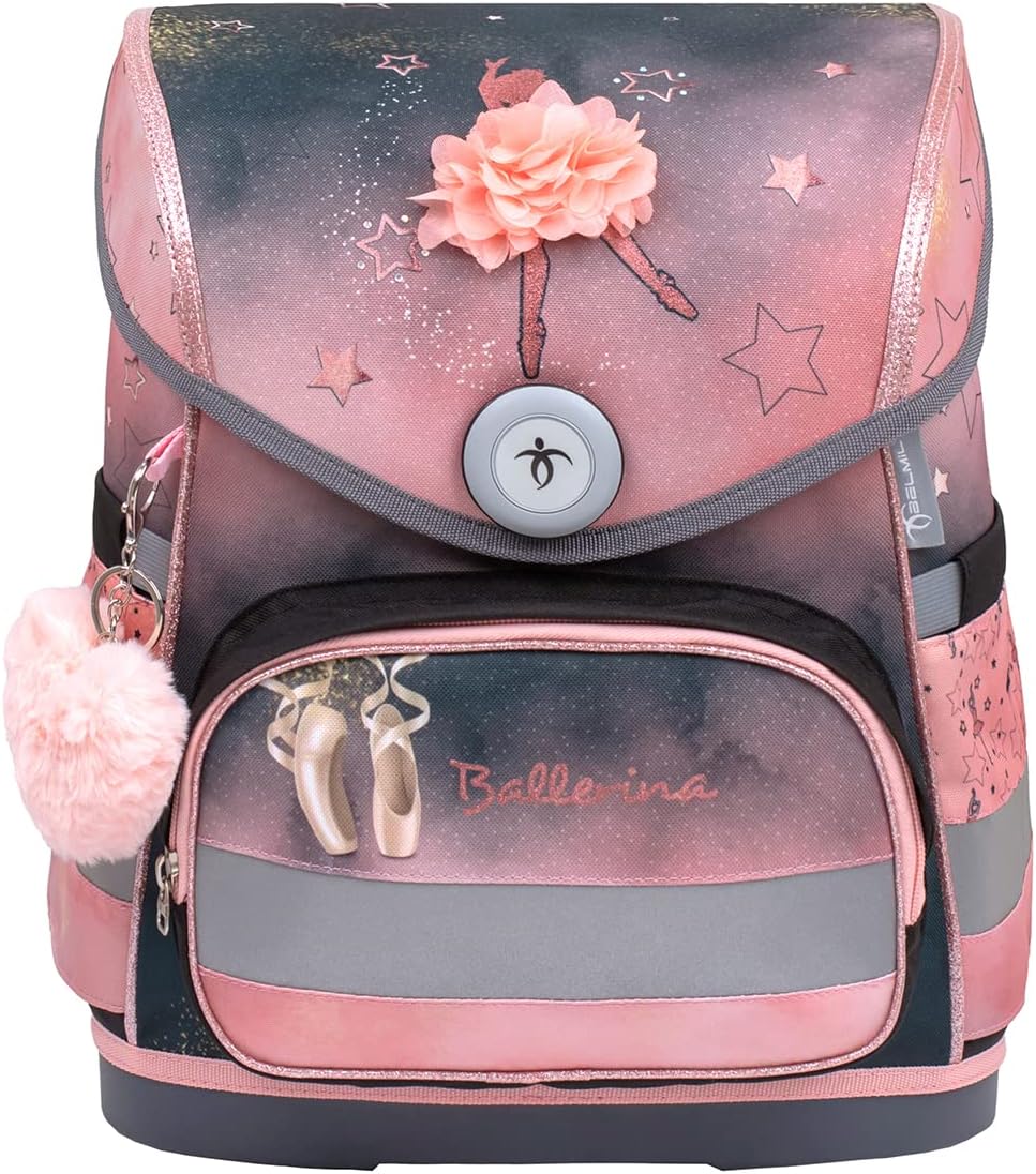 5-teiliges ergonomisches Schulranzen-Set mit Regenschutz, Ballerina Black Pink