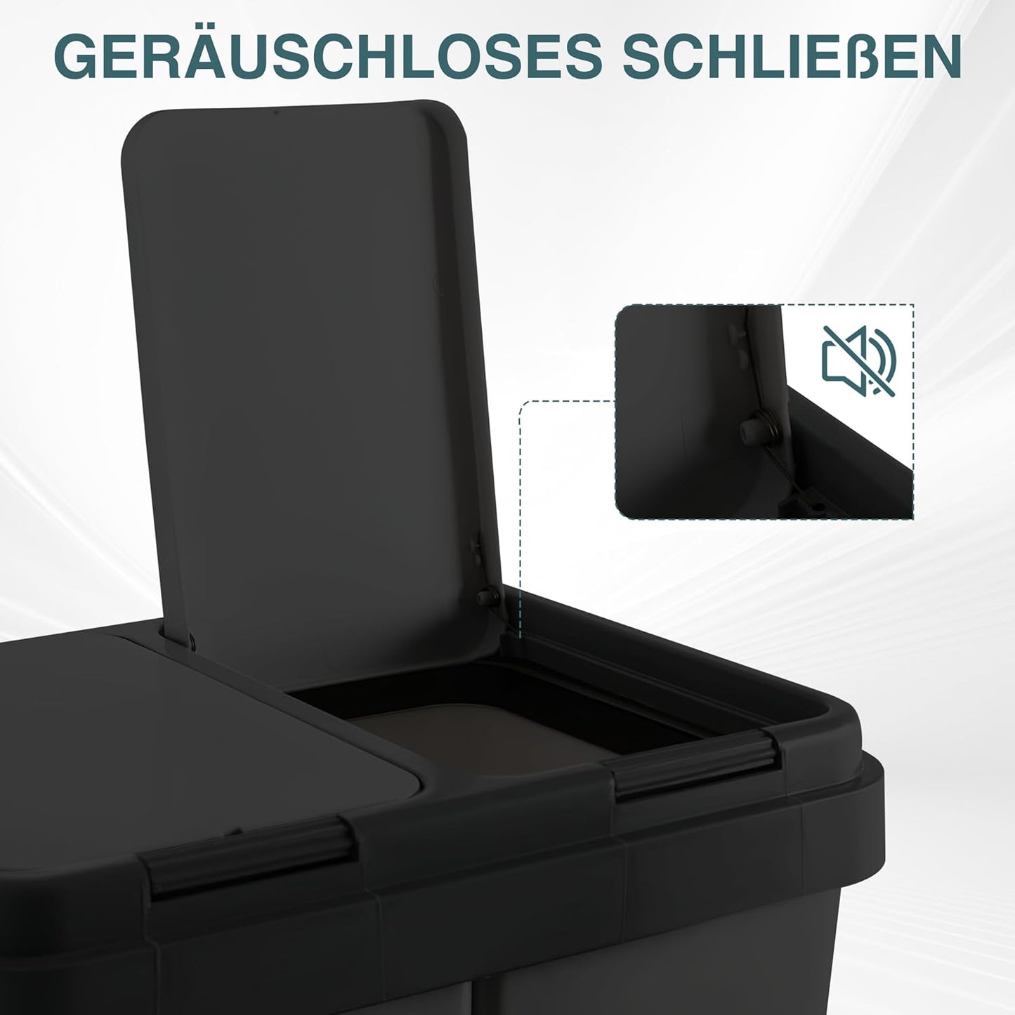 Zweimer Duo Müllbehälter mit Deckel (2 x 25L), Schwarz