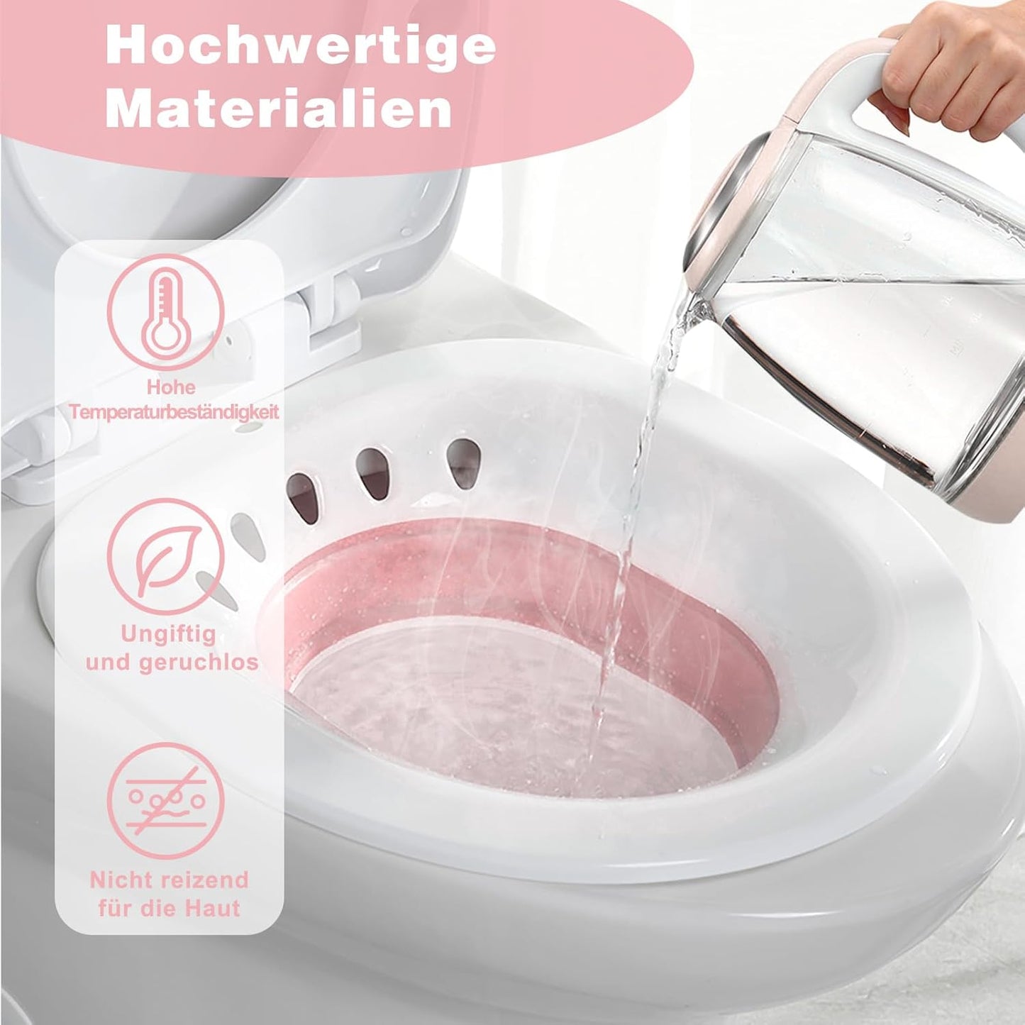Sitzbad für Hämorrhoiden und Wochenbettpflege, Hellrosa
