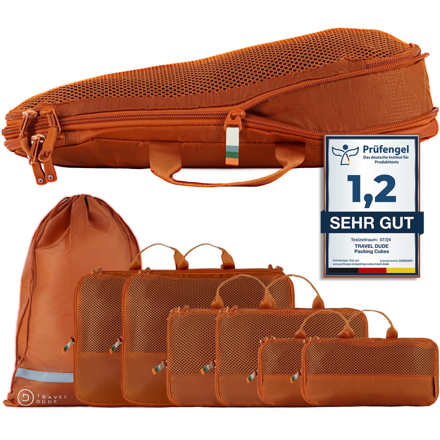 7-teiliges Packwürfel-Set, Burnt Orange 7-teiliges Set