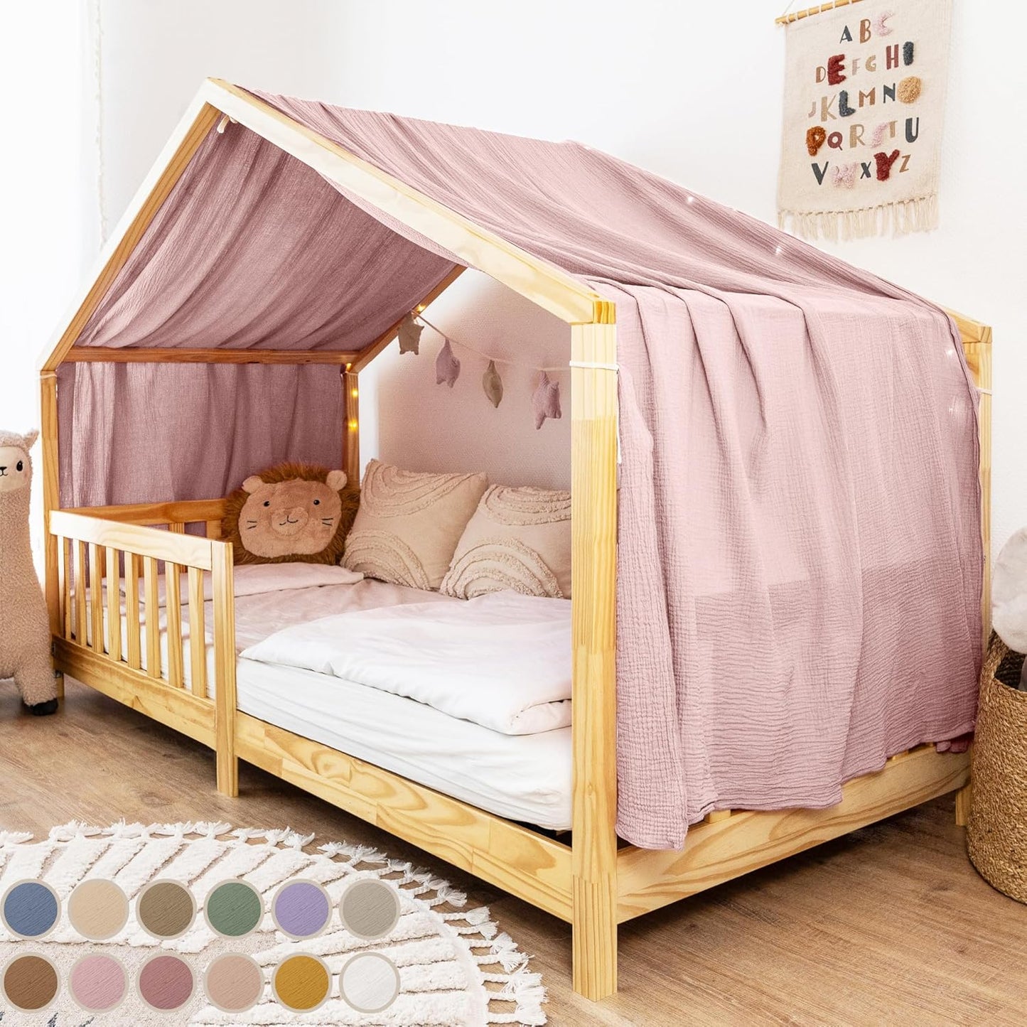Betthimmel für Hausbett, Puderrosa 135 x 420cm