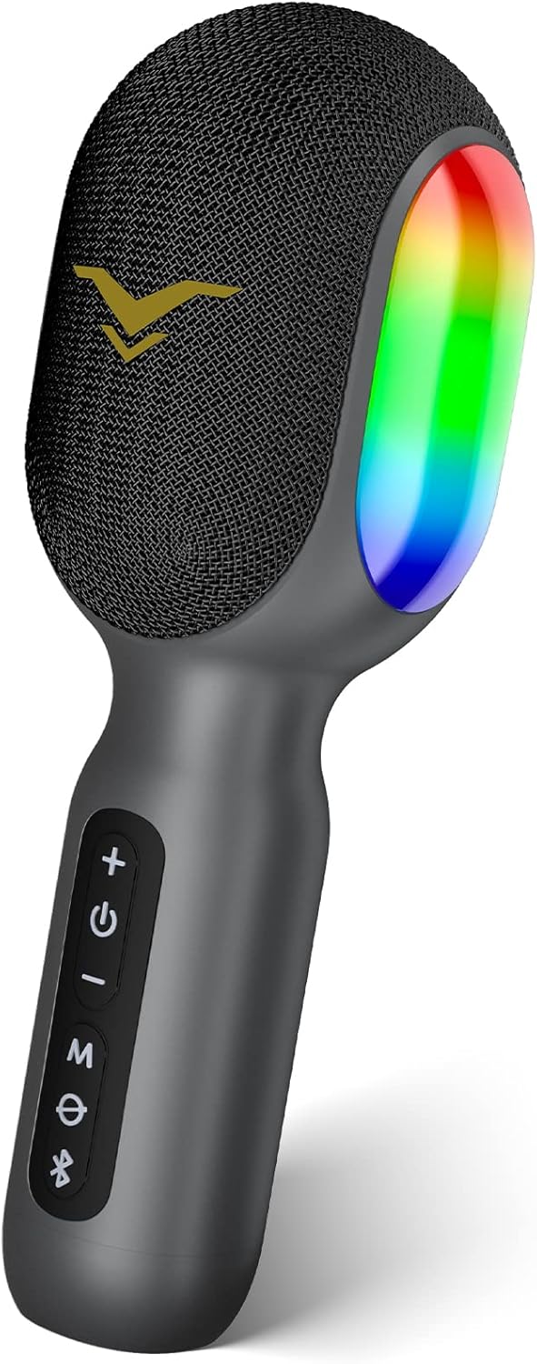 Karaoke-Mikrofon mit Bluetooth und Aufnahmefunktion, Grau