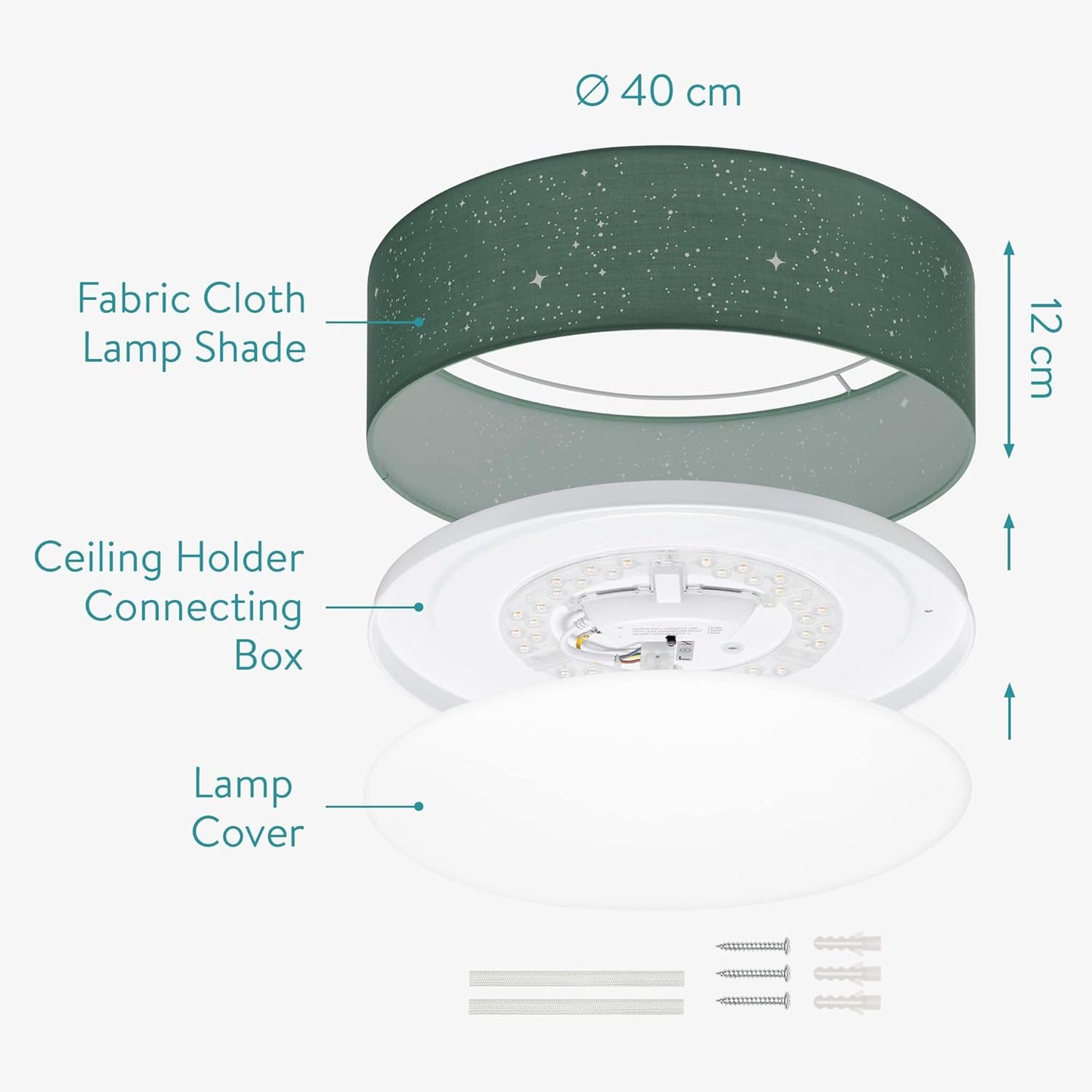 LED Deckenleuchte 40cm, dimmbar mit Fernbedienung, 40cm Dunkelgrün