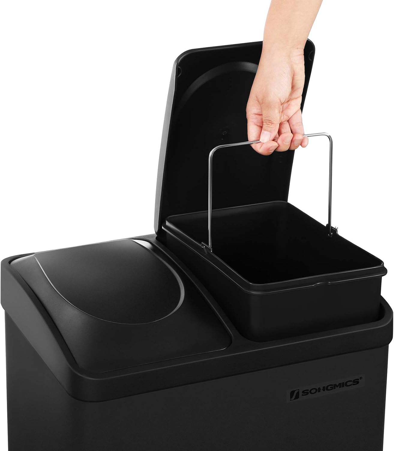 Mülleimer mit Mülltrennsystem, 2 x 15 L schwarz